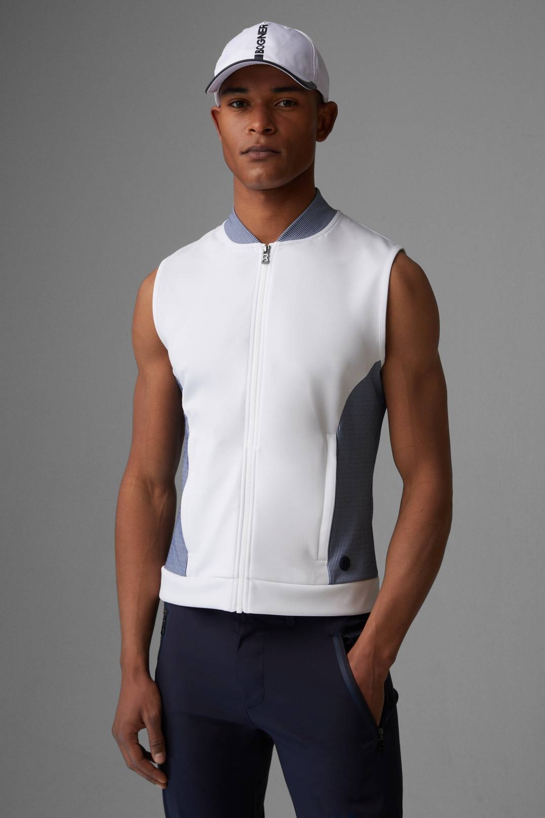 WADO MID-LAYER WAISTCOAT IN NAVY BLUE/WHITE - 2