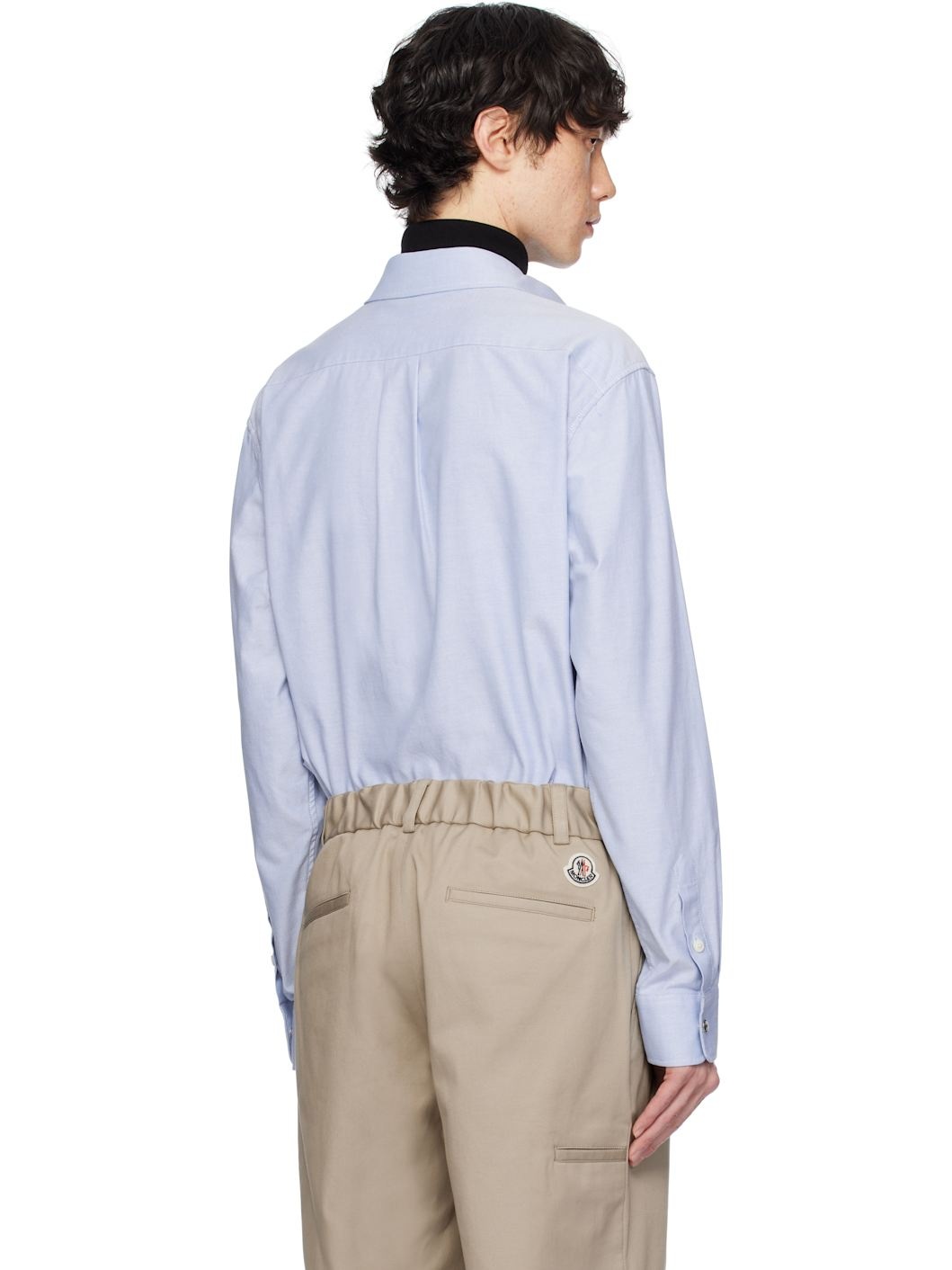 Blue Embroidered Logo Oxford Cotton Shirt - 3