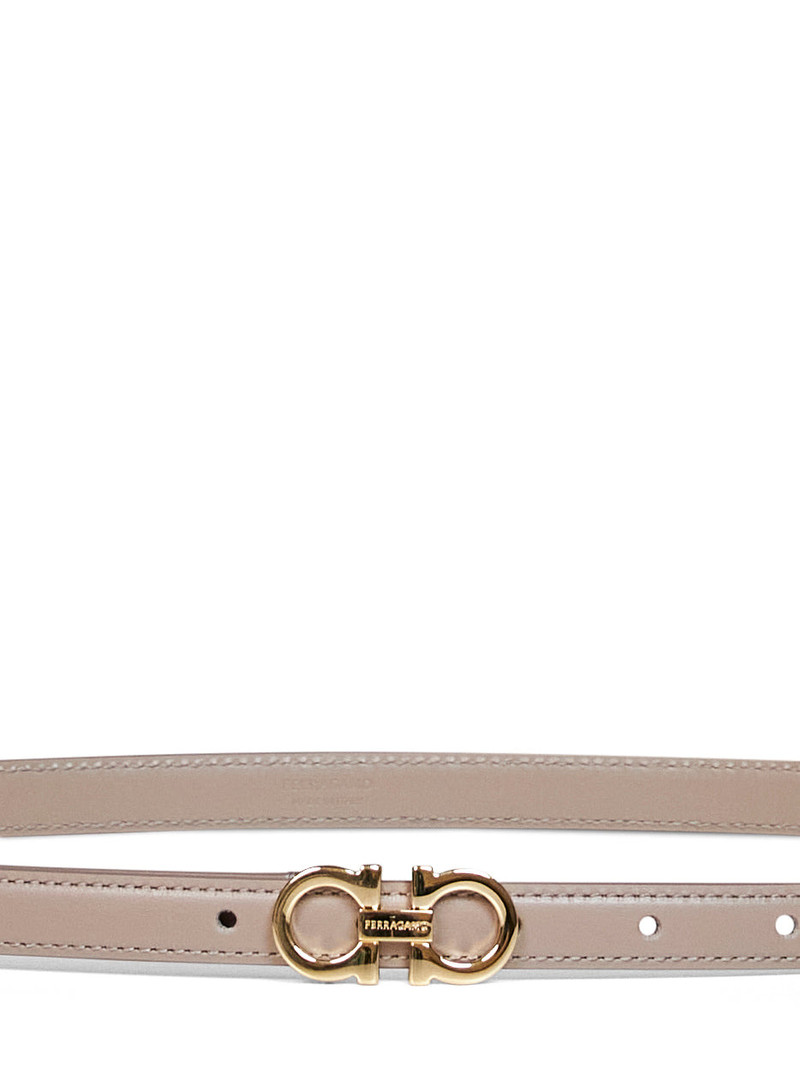 FERRAGAMO Warm taupe calf leather Gancini belt outlook