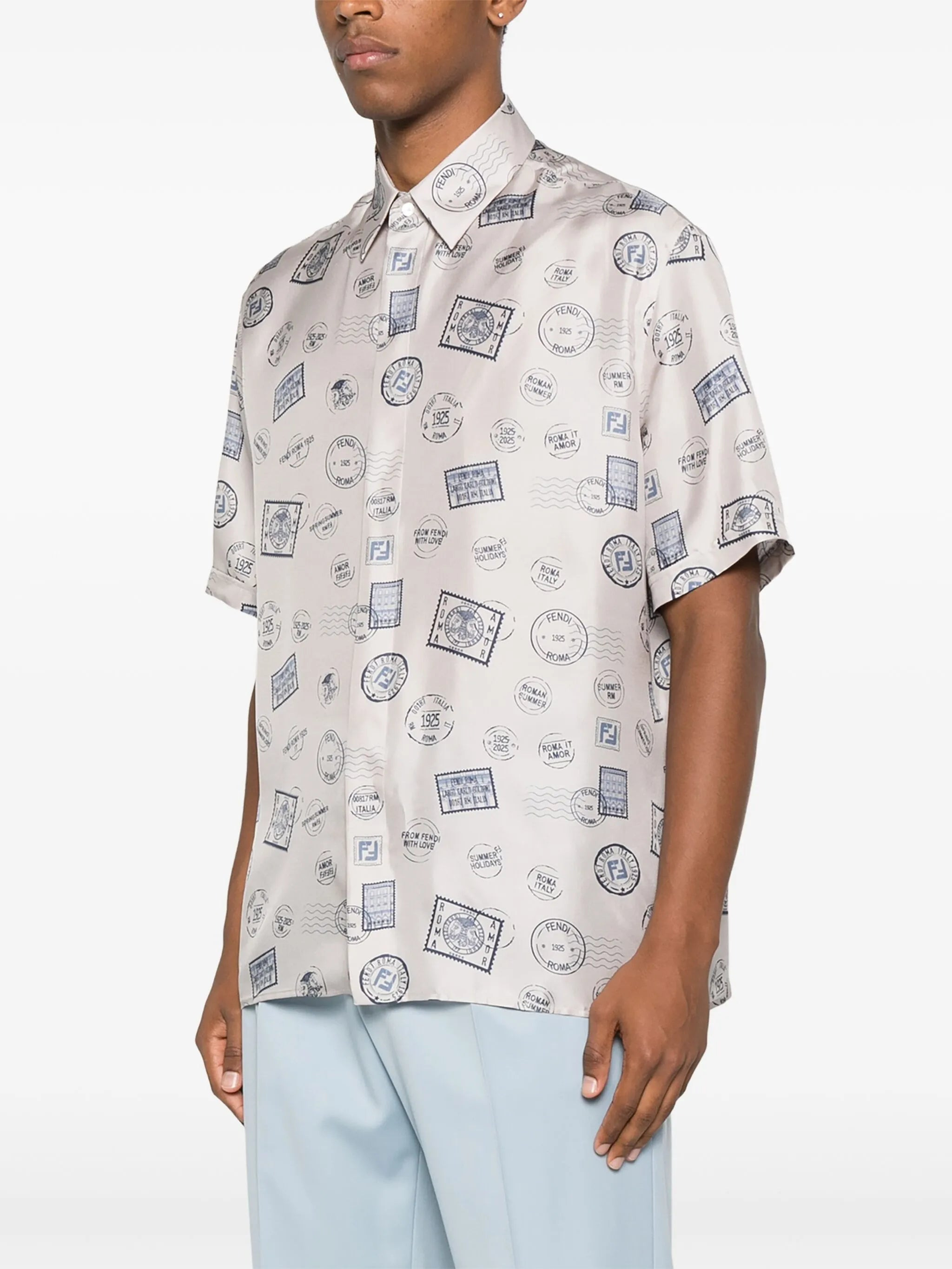 Fendi Postage Stamp-print Silk Shirt - 5