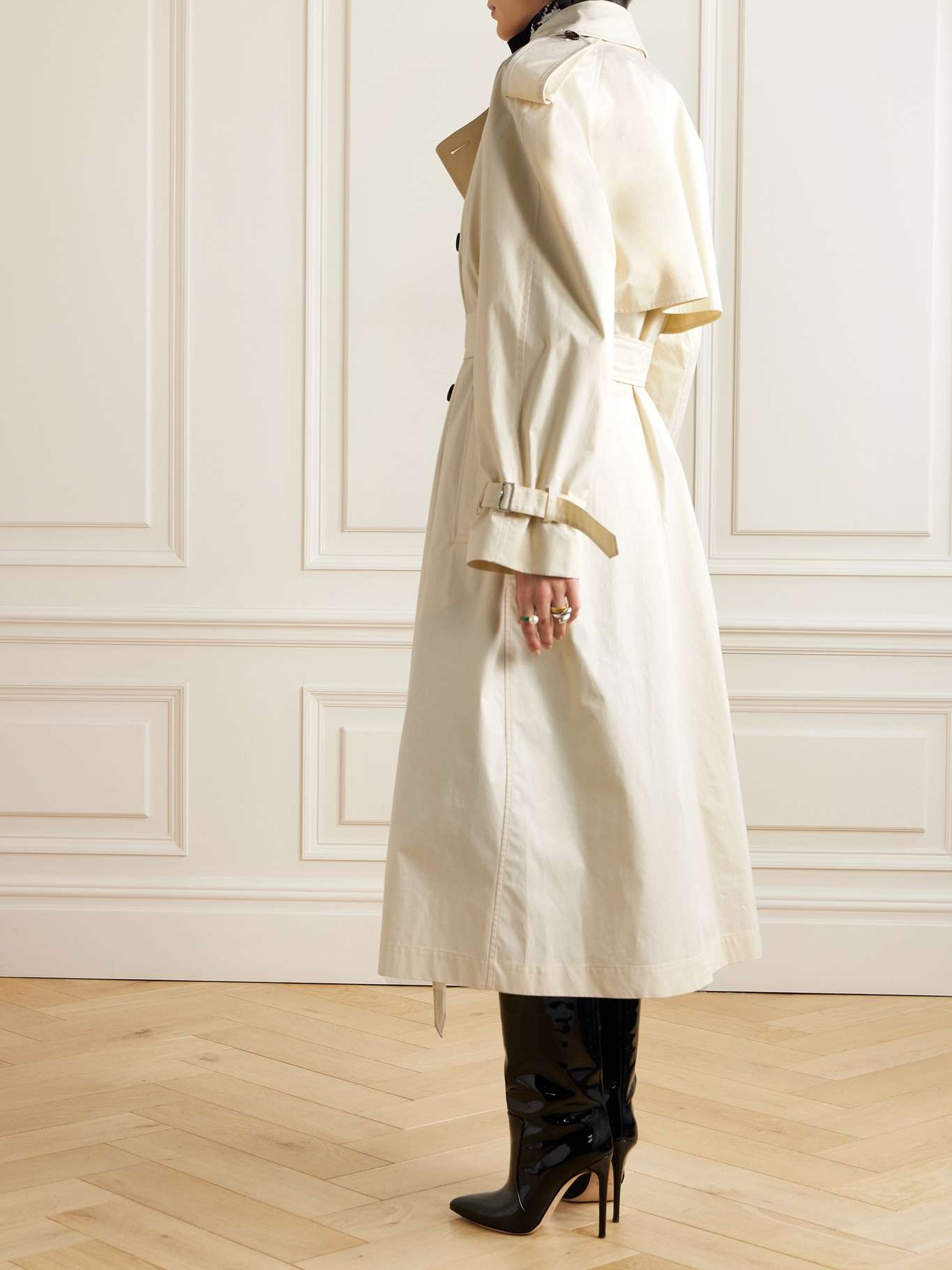 Belted cotton-gabardine trench coat - 4