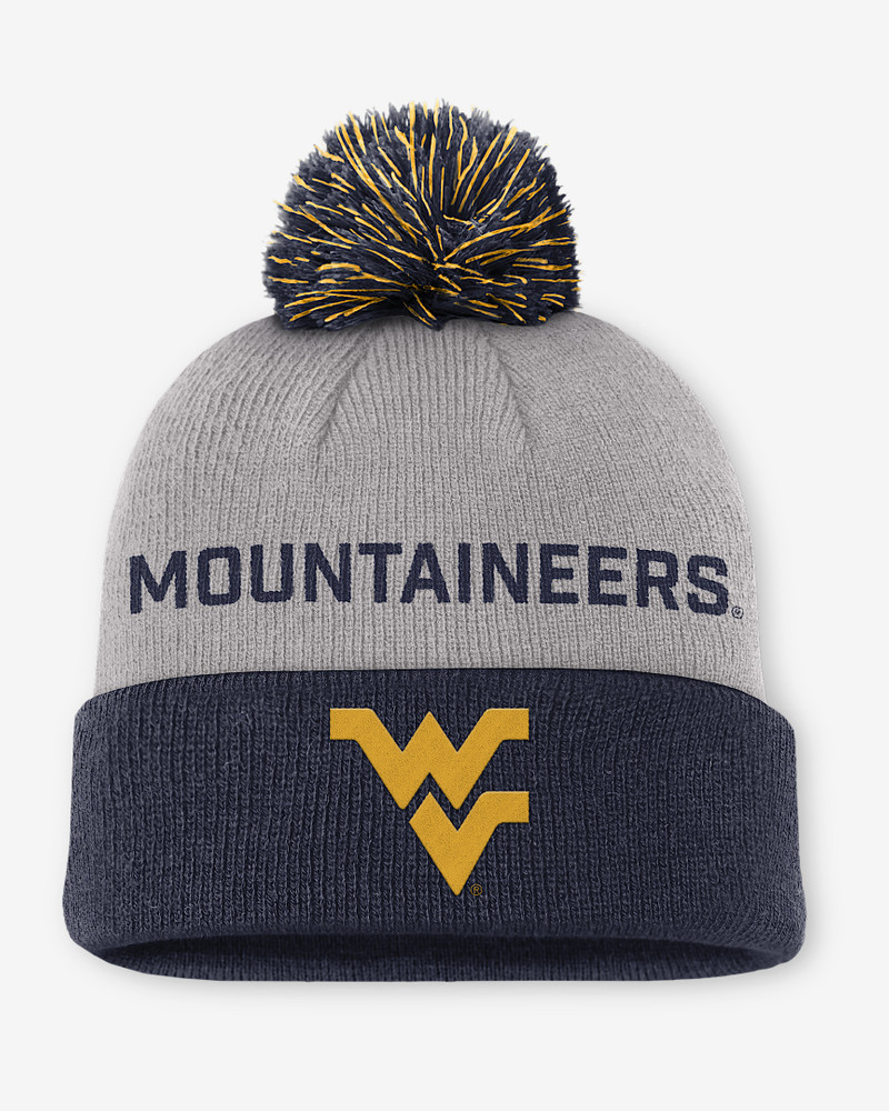 West Virginia Primetime Peak Men's Nike College Cuffed Pom Beanie 1