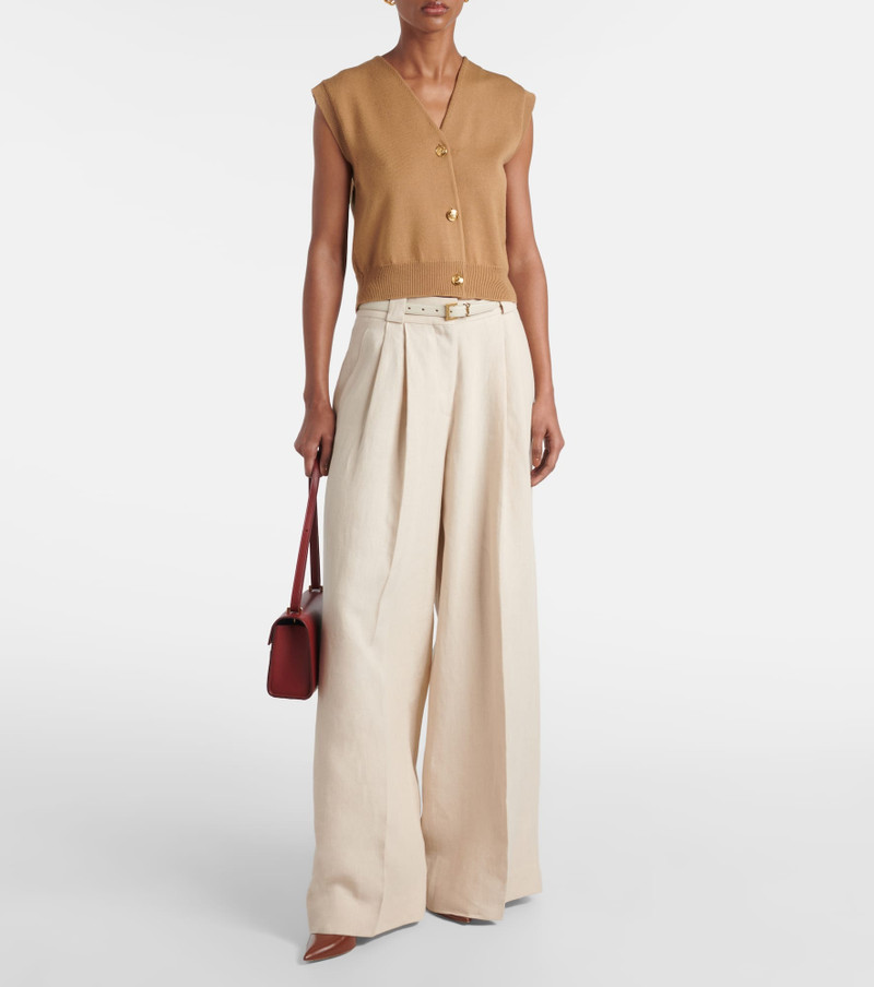 BLAZÉ MILANO Husi high-rise linen wide-leg pants outlook