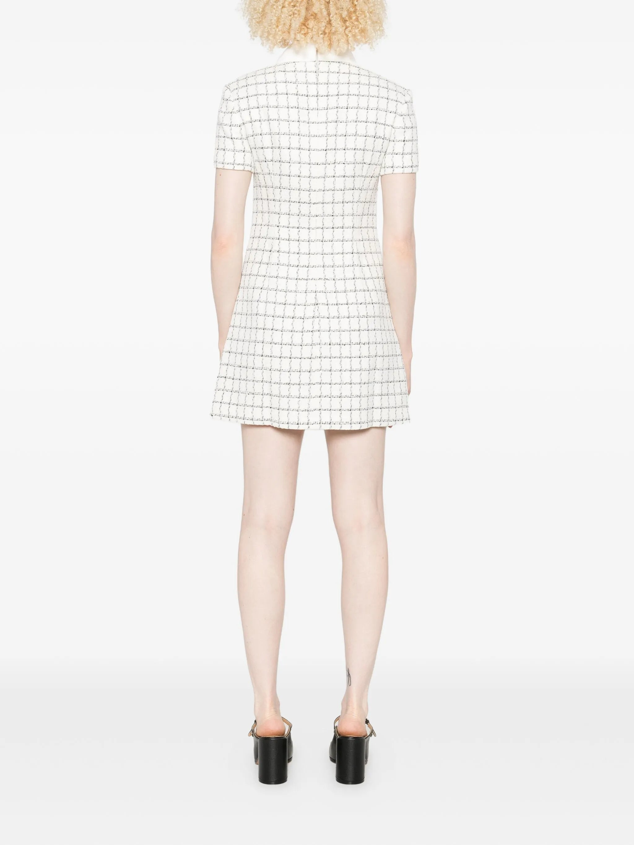 Self-portrait Checked Button-detailed Mini Dress - 4