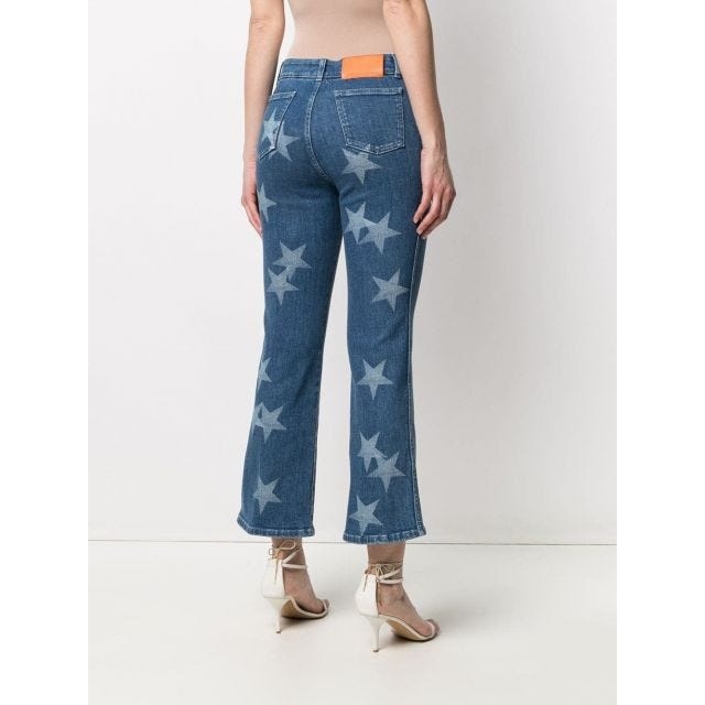 Star print flared cropped jeans - 4