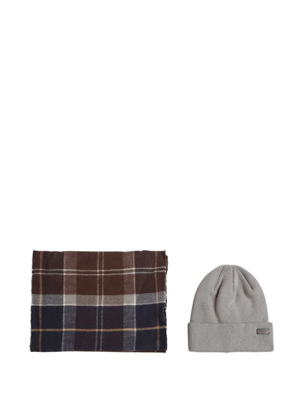 checked scarf and beanie set - 1