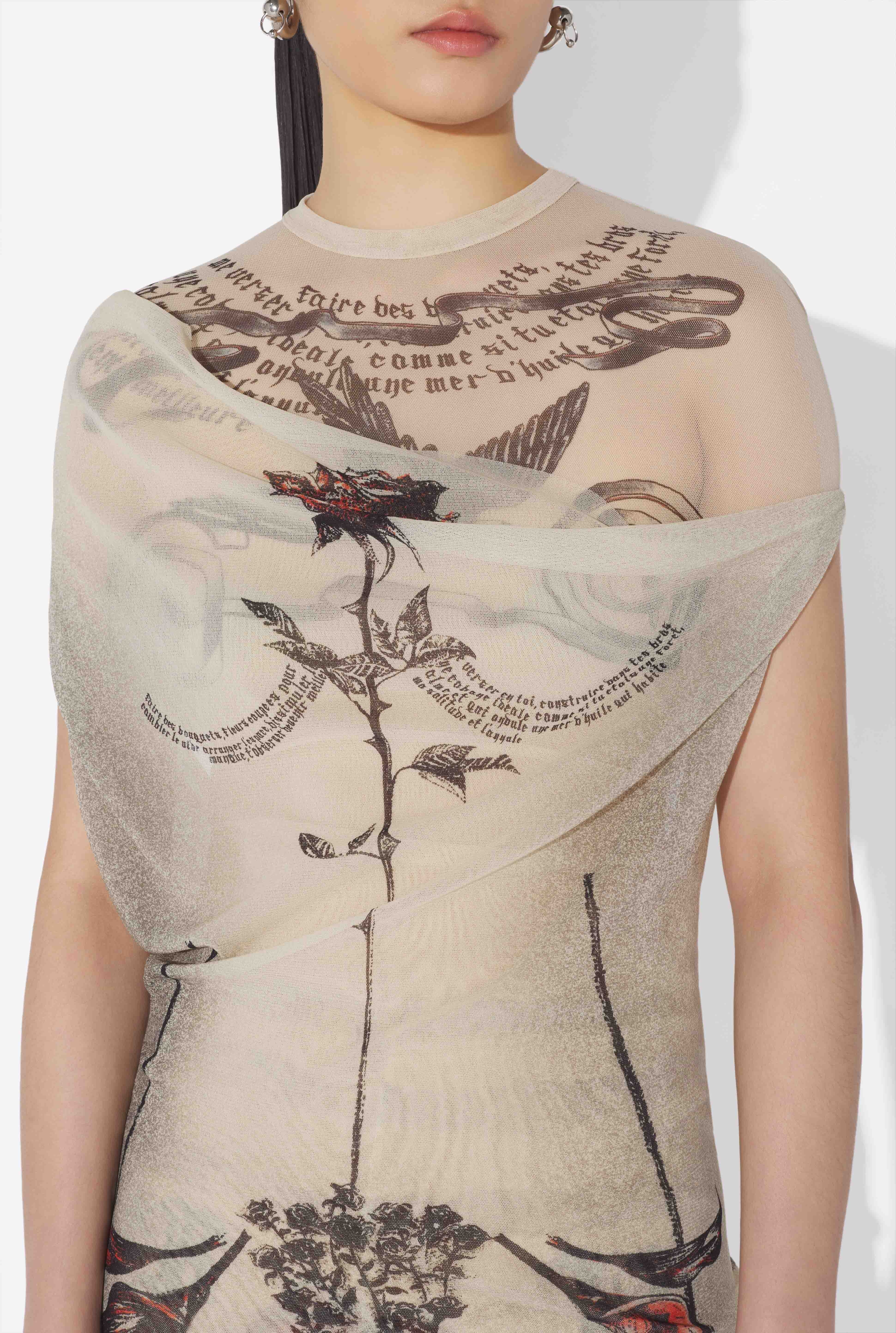 THE LONG “TATTOO ROSE AND BIRD” DRESS - 4