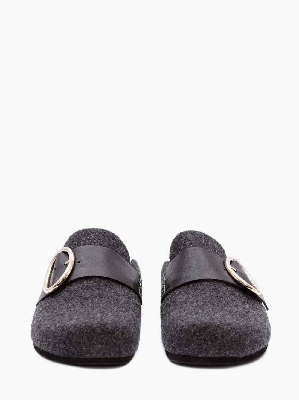 WOMEN’S BUCKLE FELT LOAFER MULES - 4