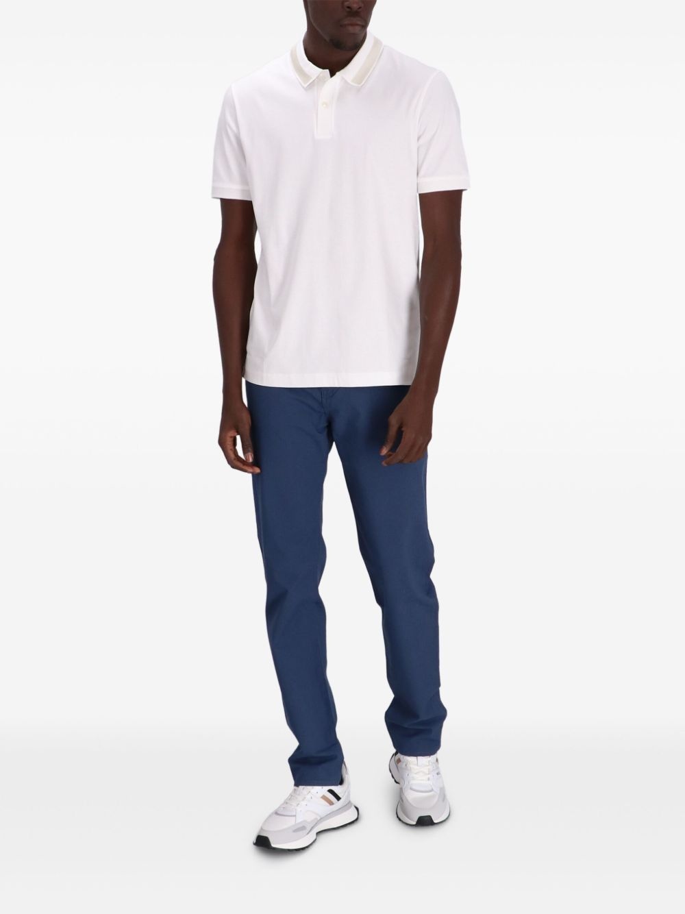 striped-collar polo shirt - 2