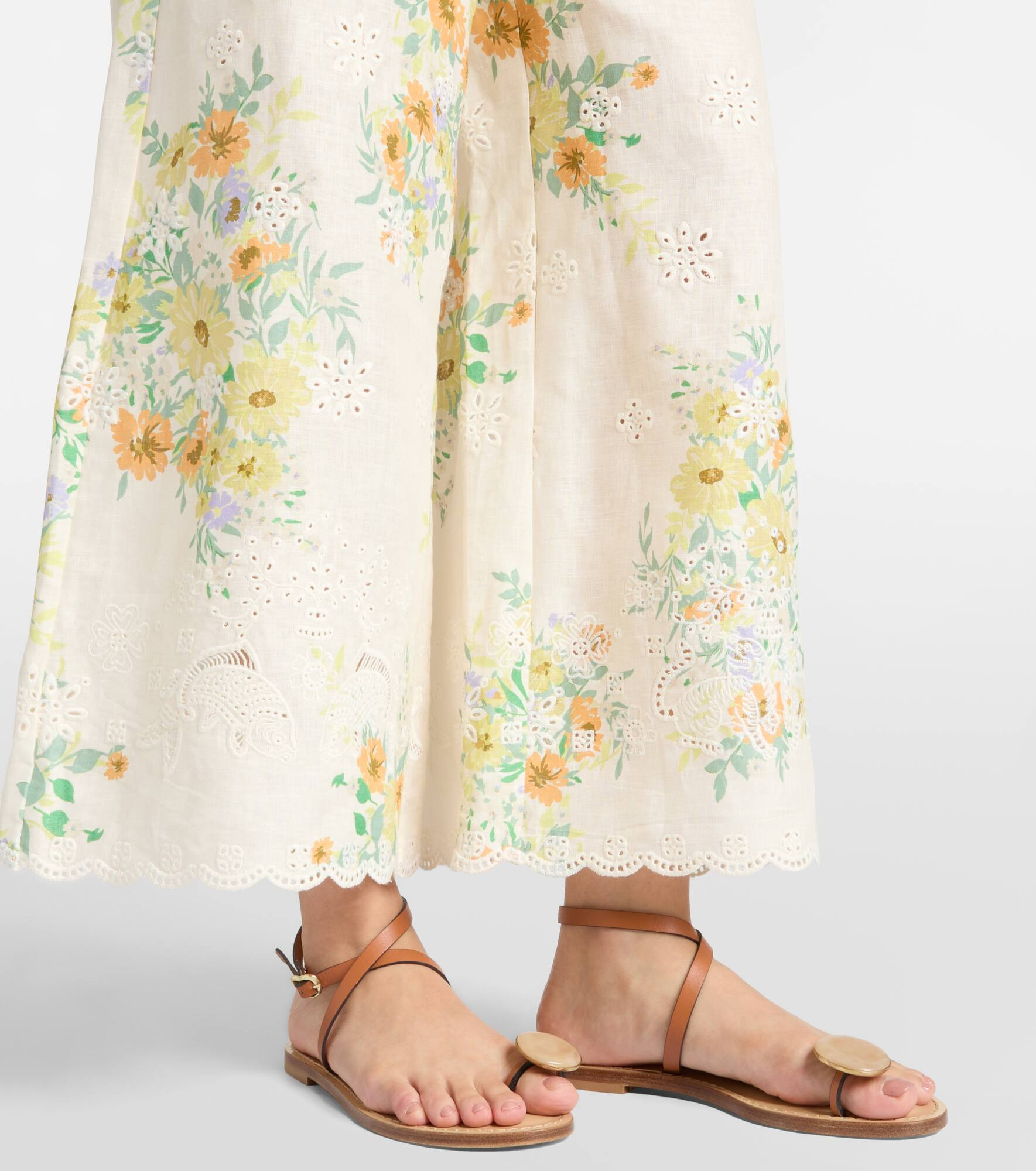 Juliette floral linen wide-leg pants - 5