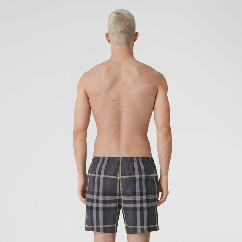 Check Print Drawcord Swim Shorts 3