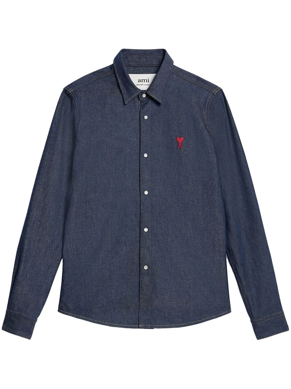 embroidered-logo denim shirt - 1