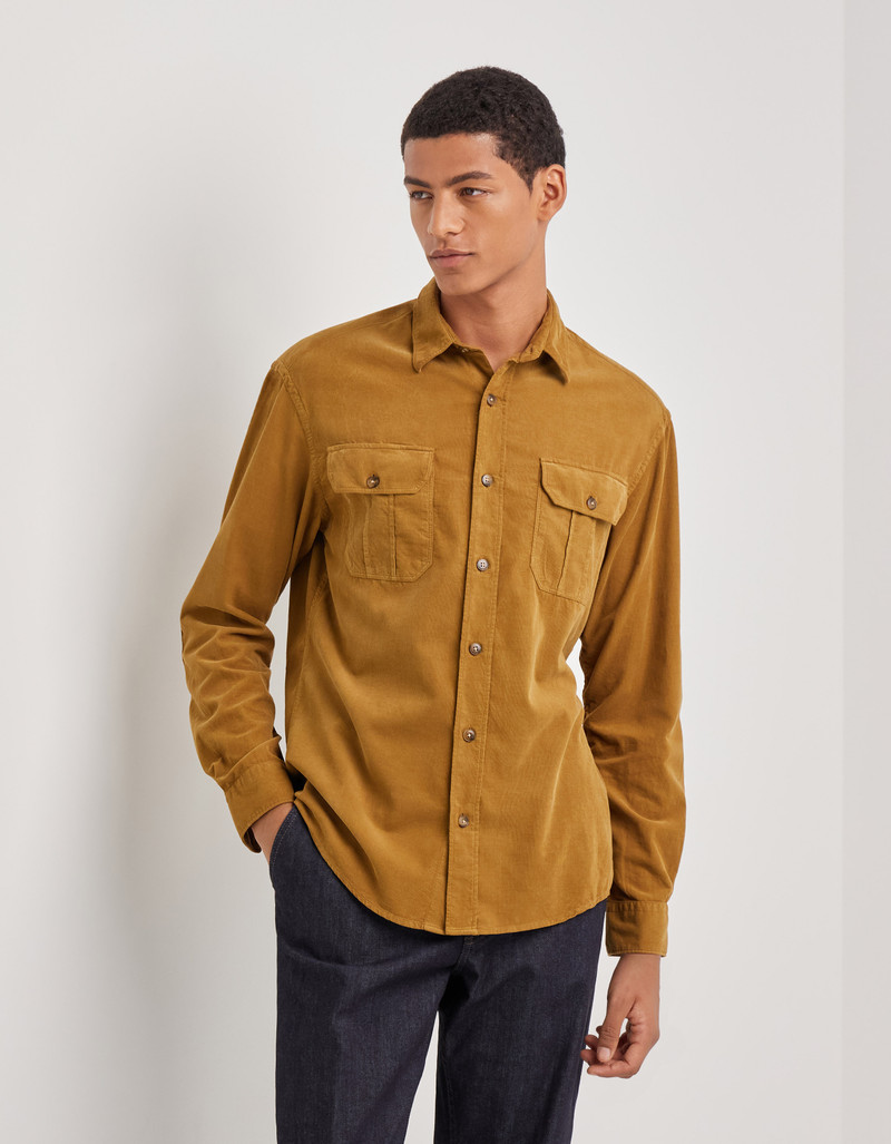 Canali OIL COTTON CASUAL SHIRT WITH FRONT PLEATS outlook