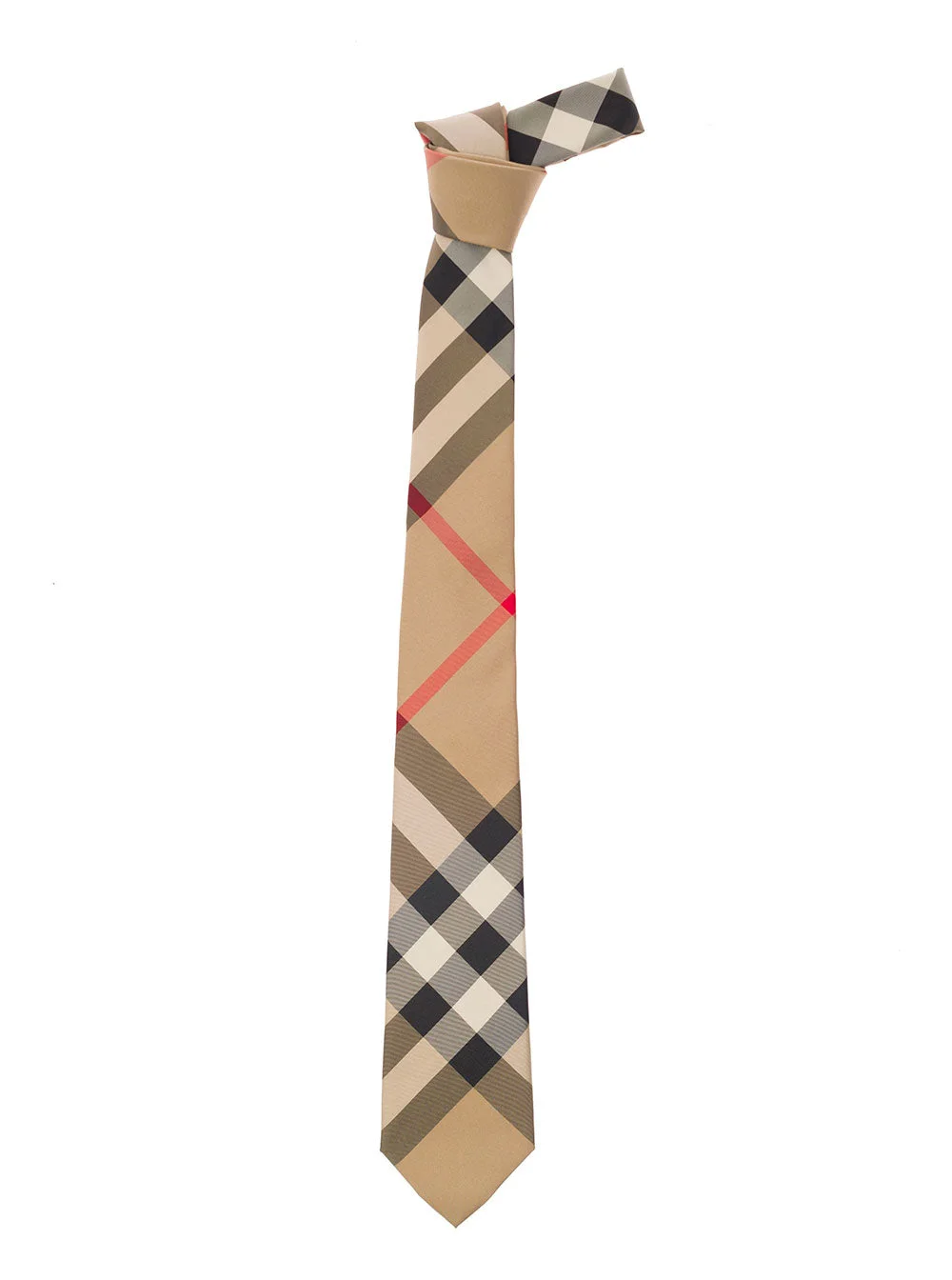 Burberry Men Beige Classic-Style Tie With Vintage Check Print Man - 1