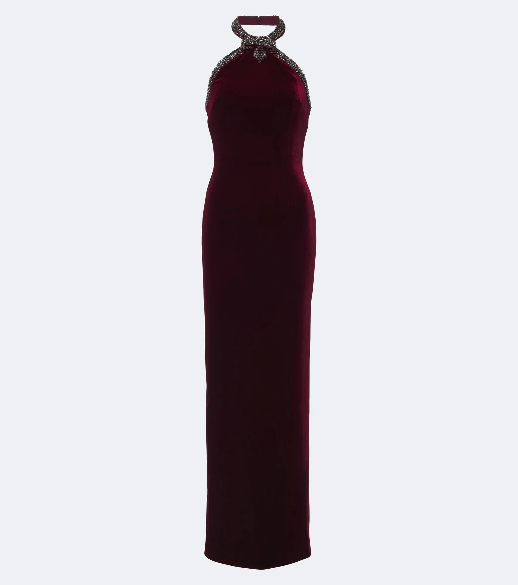 Embellished halterneck velvet gown - 1