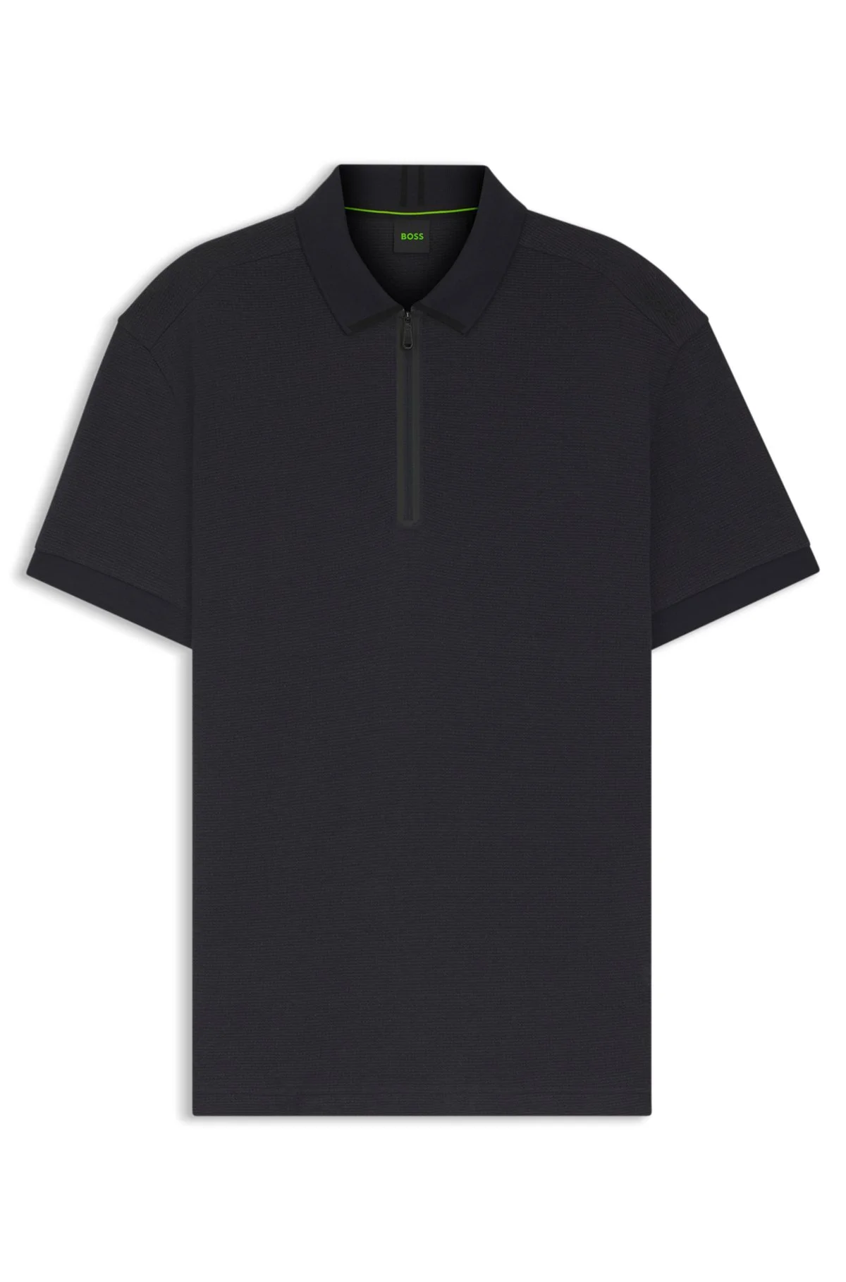 FRAMED-ZIP POLO SHIRT IN WAFFLE JACQUARD - 1