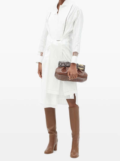 Chloé Daria braided crocodile-effect leather clutch outlook