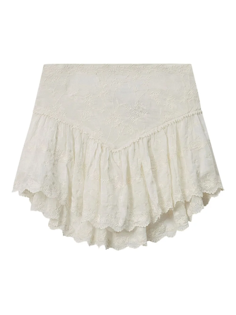 x Zoelia embroidered ruffled shorts - 1