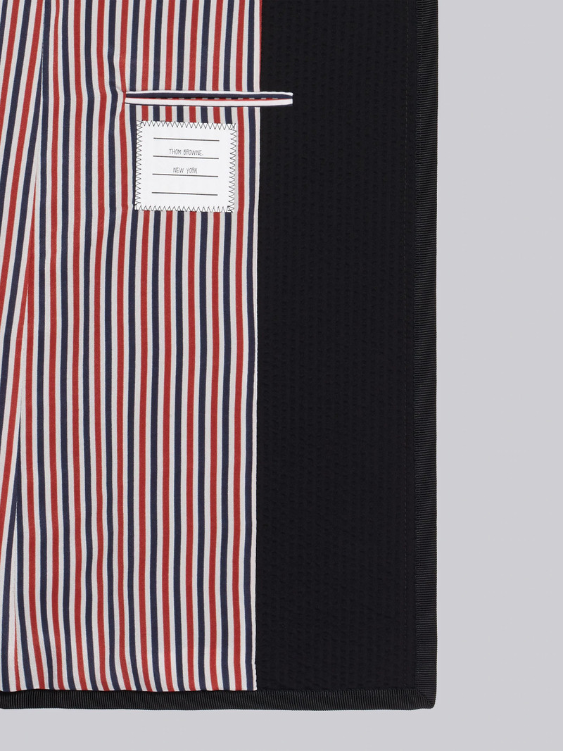 Black Wool Seersucker Classic Overcoat 6