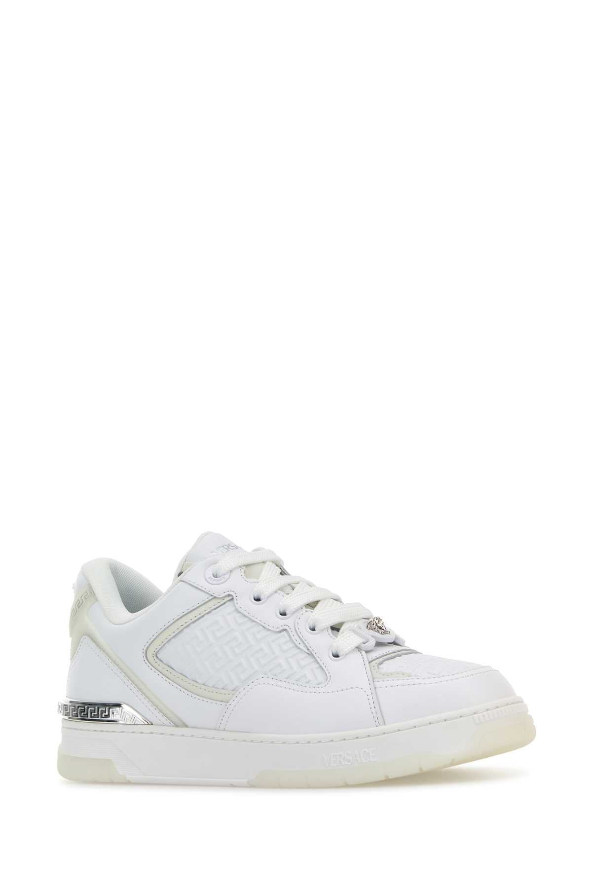 Versace Men White Leather Sneakers - 2