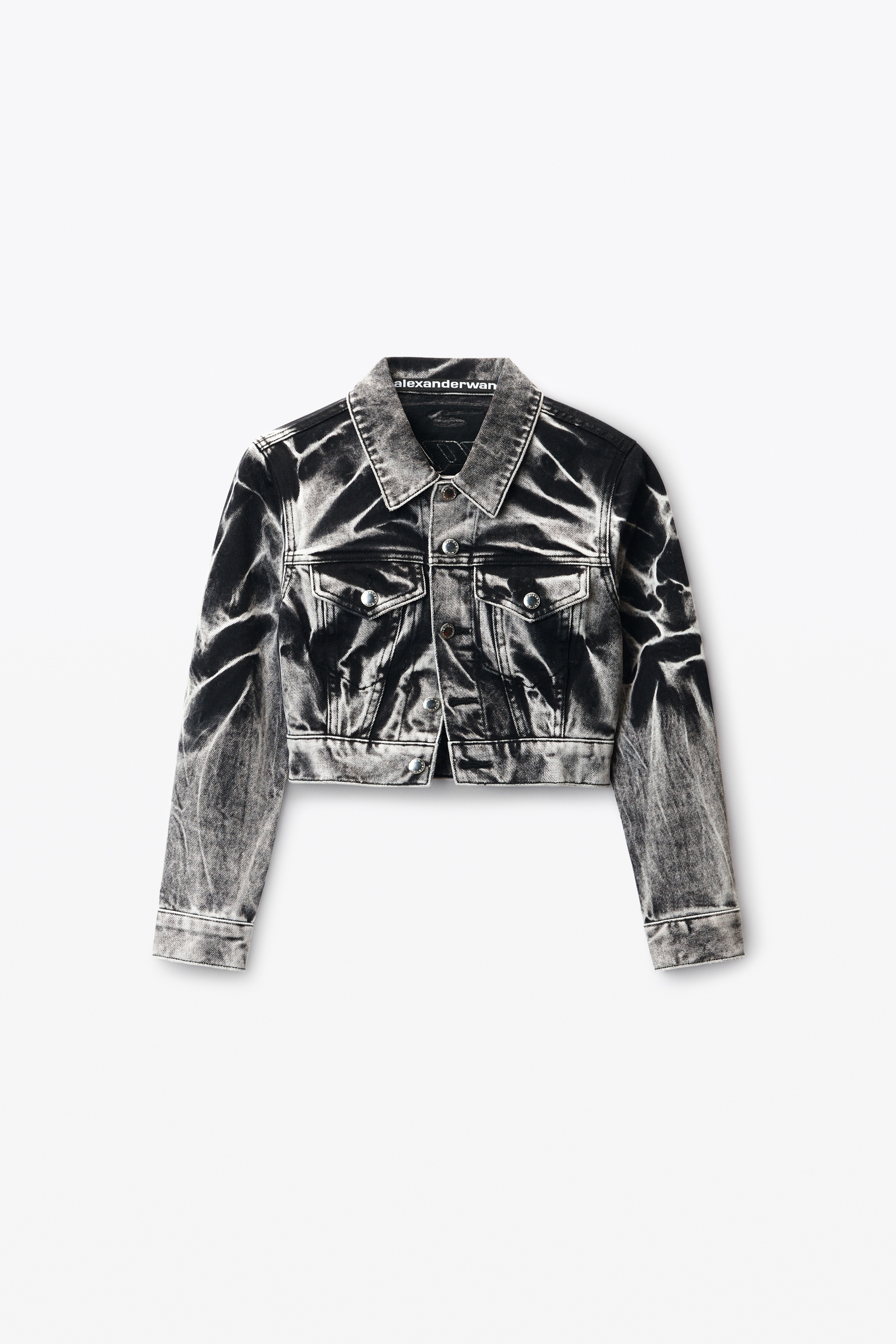 blade logo-embroidered shrunken trucker jacket in cotton denim - 1