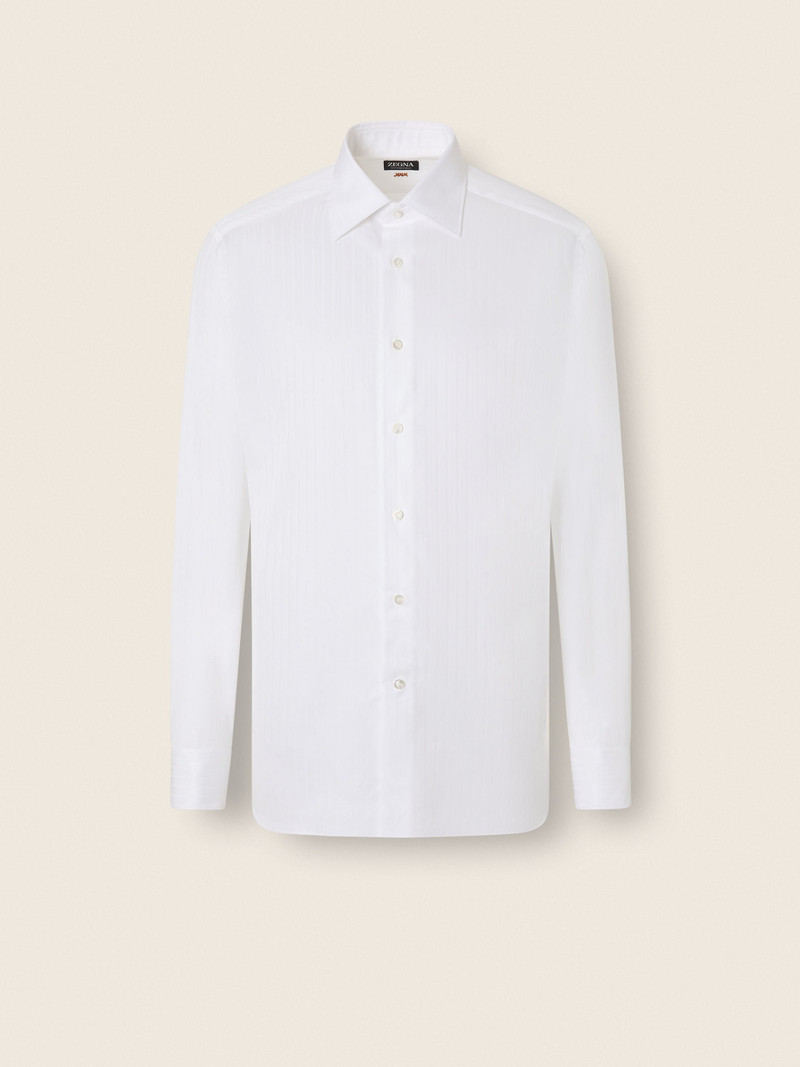 OPTICAL WHITE STRUCTURED STRIPED CENTOVENTIMILA COTTON SHIRT 1