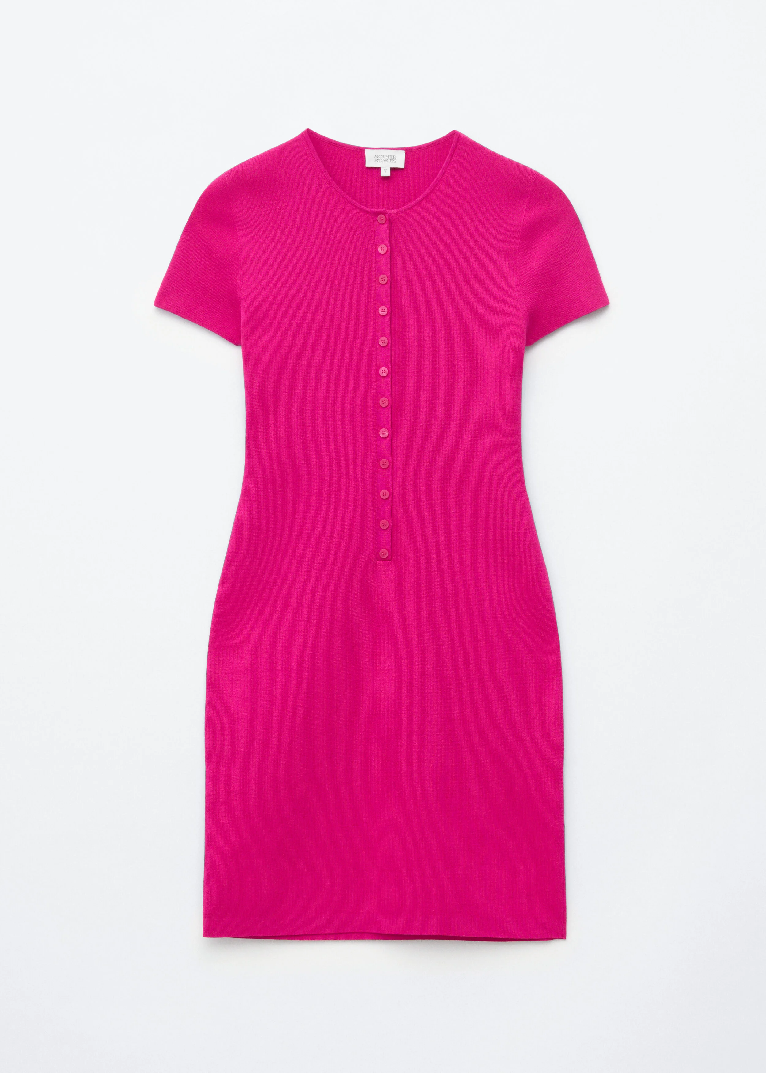 Button Placket Knit Dress - 1