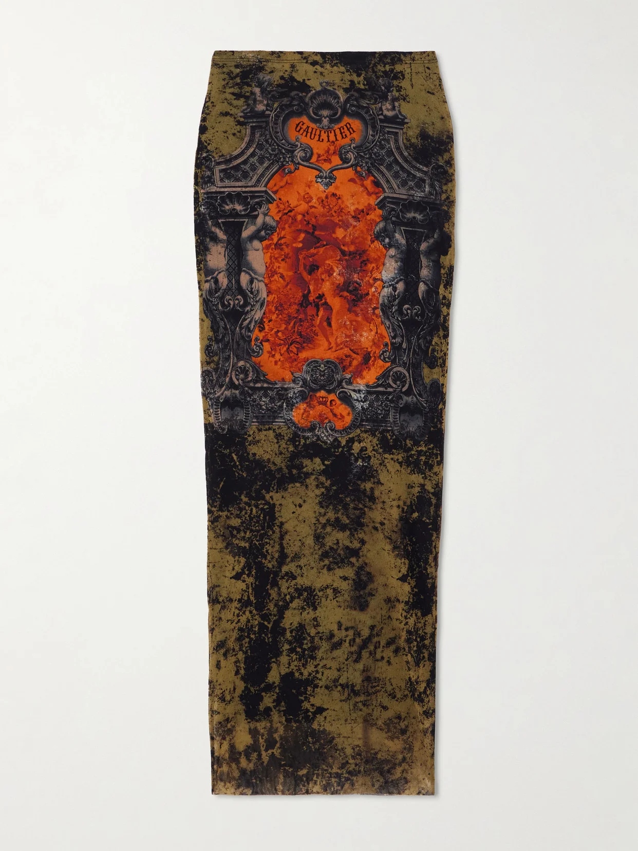 Printed Mesh Midi Skirt - 1