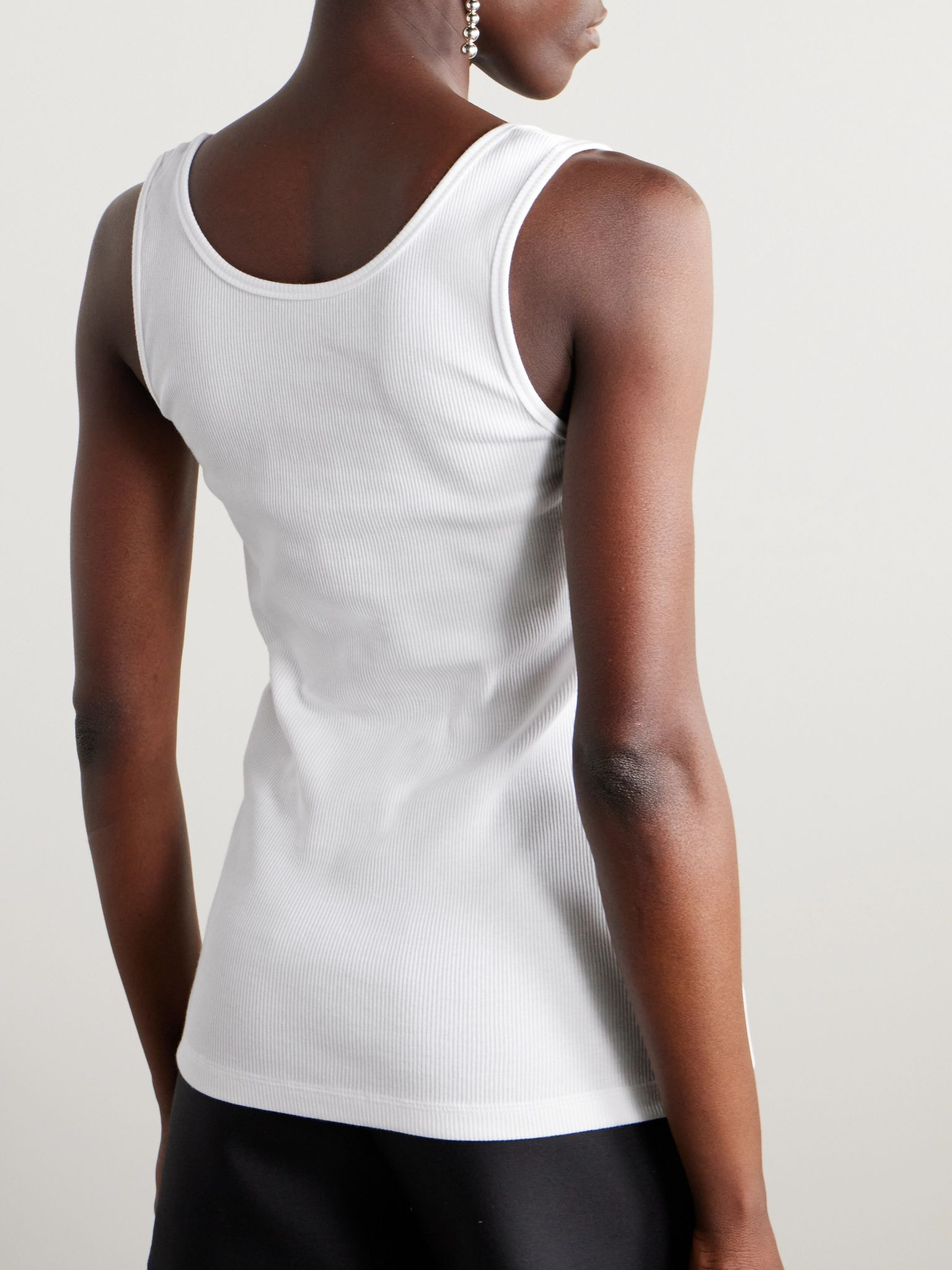 Printed ribbed cotton-jersey tank White - 4