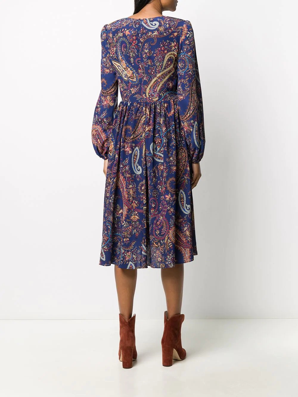 gathering detail paisley print dress - 4