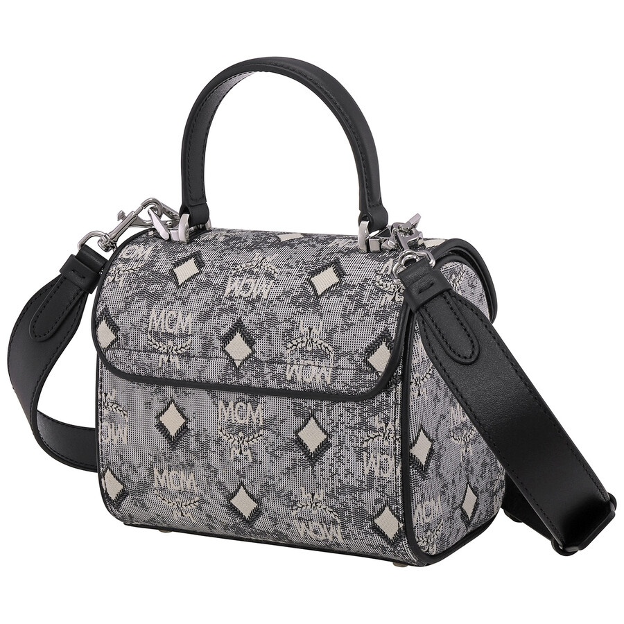 MCM Ladies Grey Satchel in Vintage Jacquard Monogram - 5