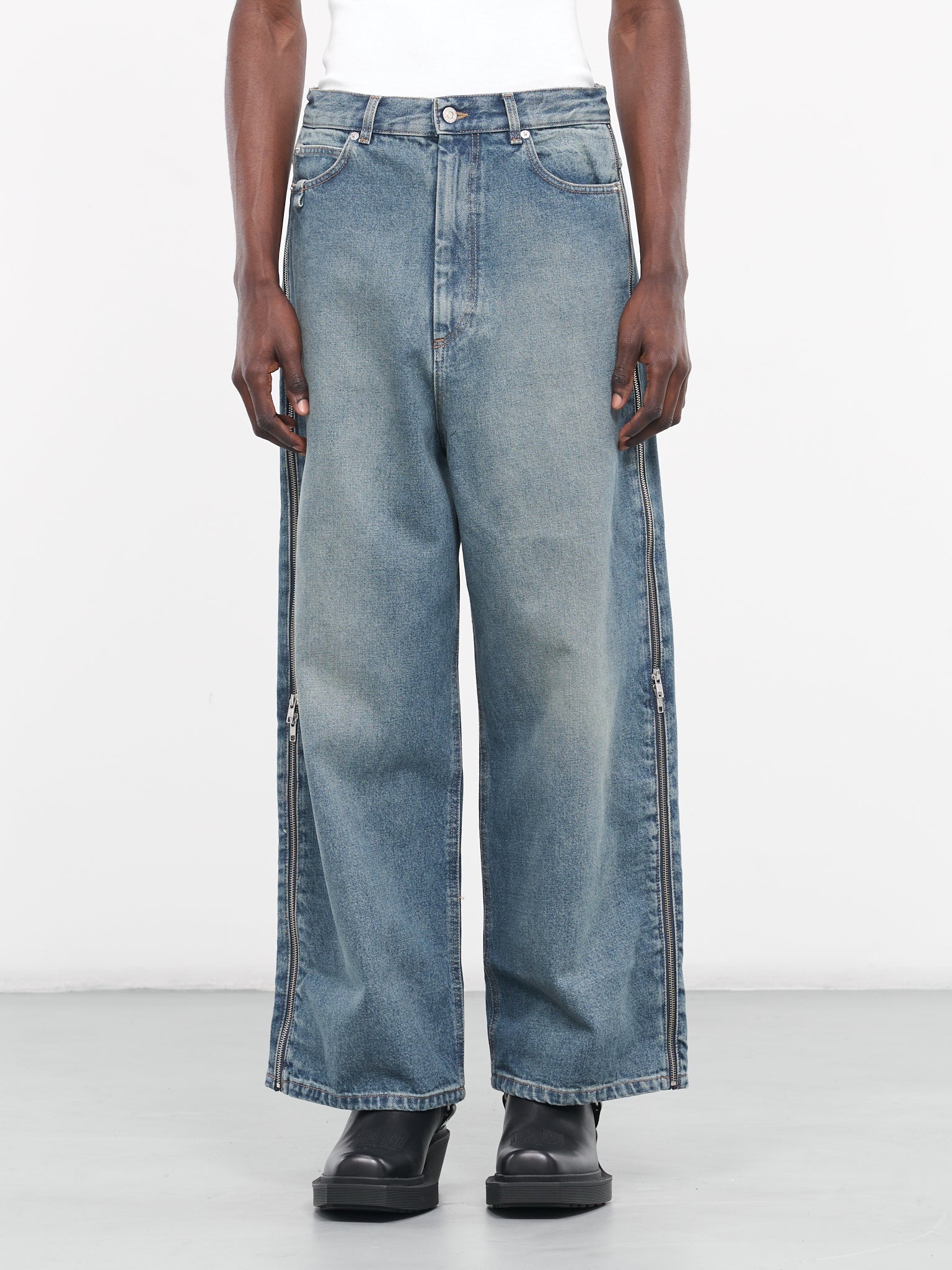 Side Zip Denim Jeans - 1
