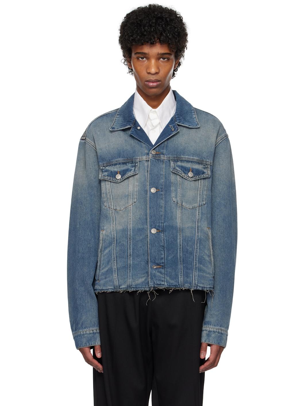 Blue Raw Edge Denim Jacket - 1