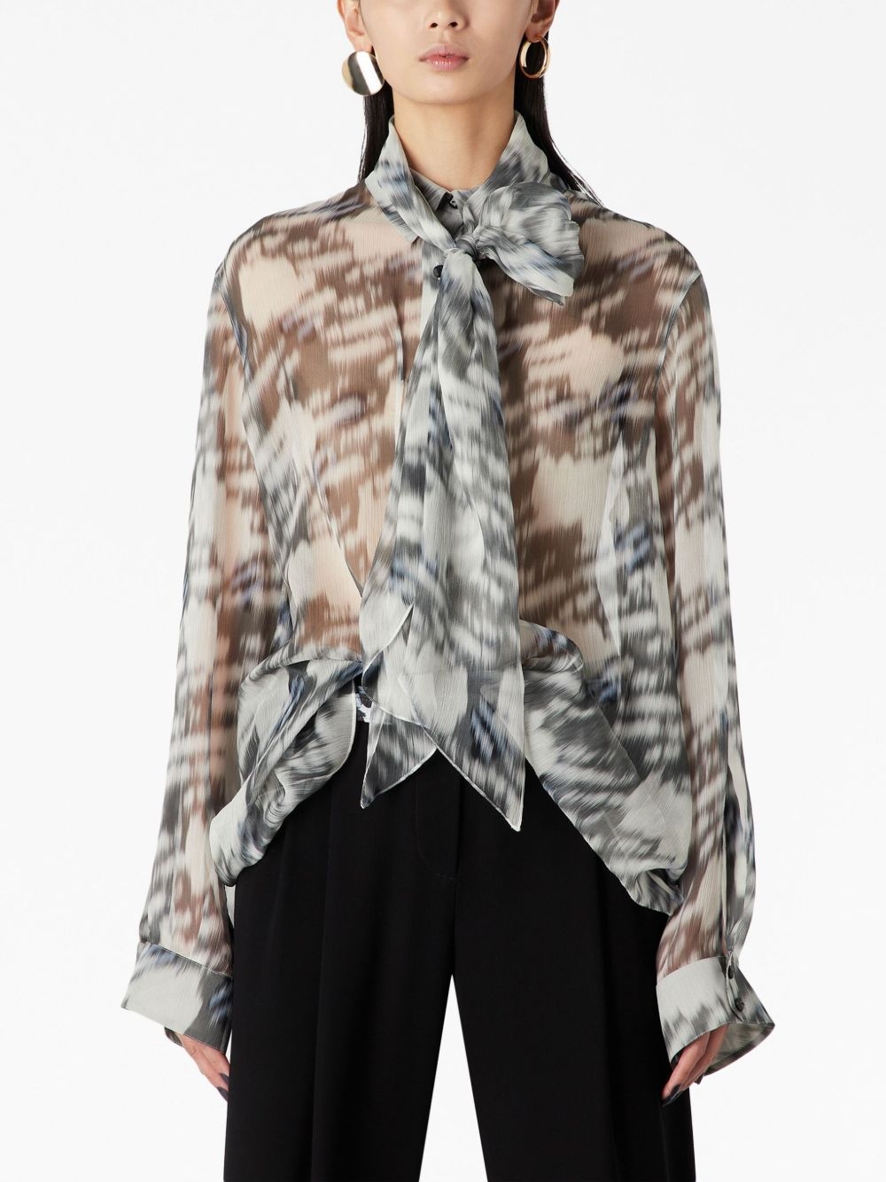 abstract-print silk shirt - 3