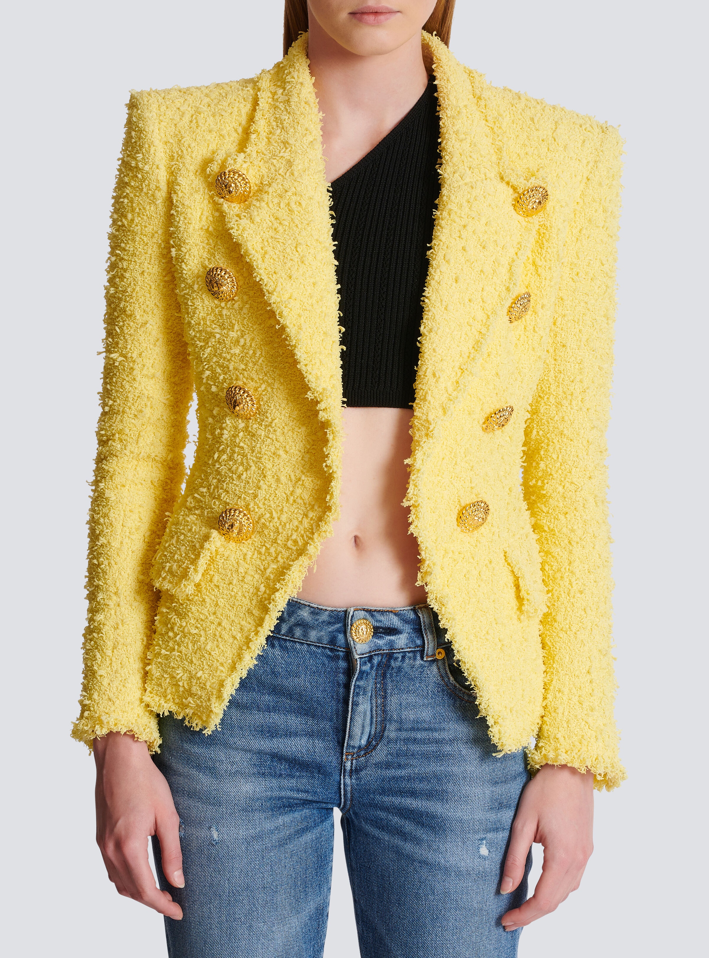8-button fitted tweed jacket - 5
