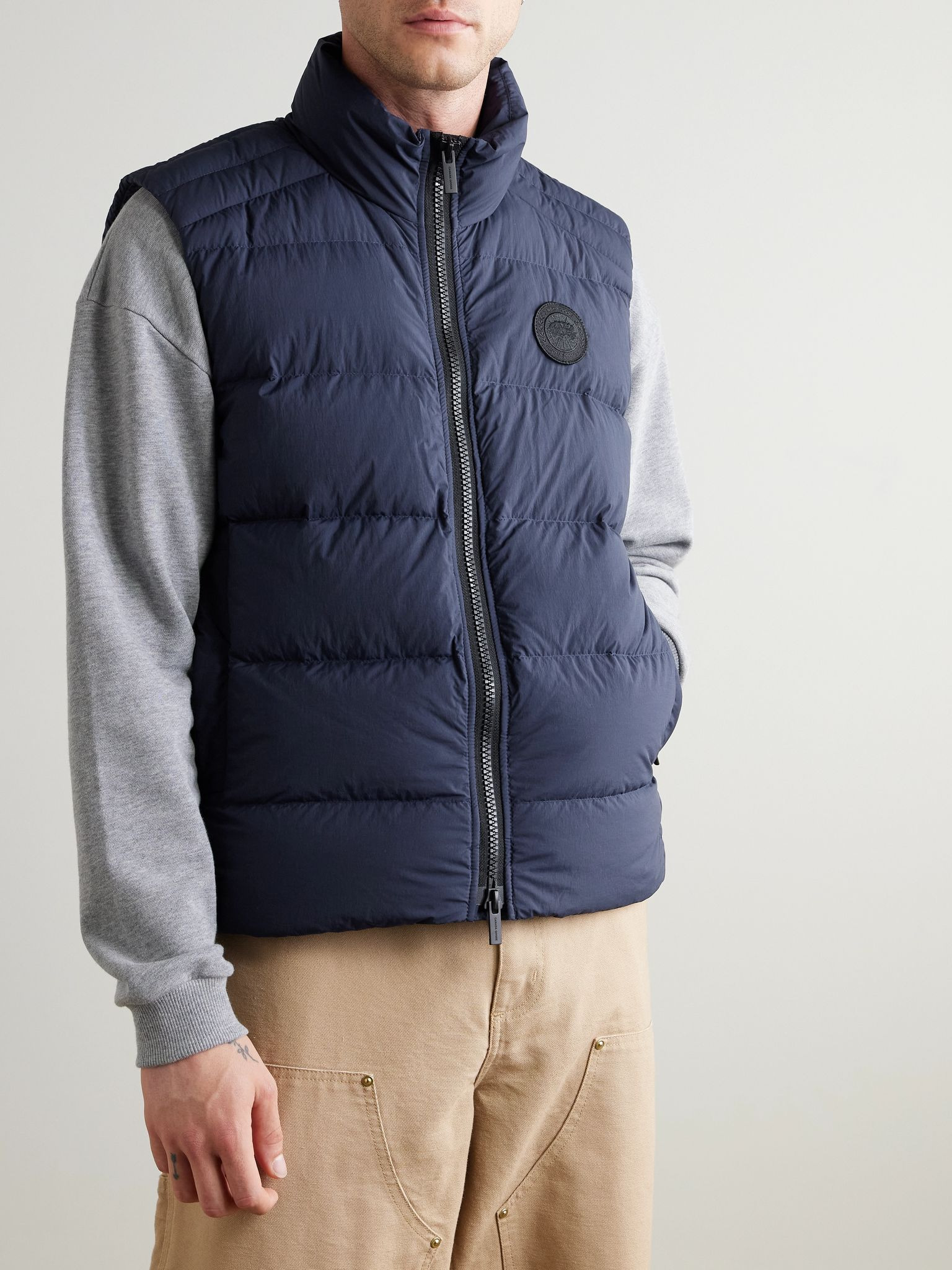 Crofton Slim-Fit Logo-Appliquéd Quilted Enduraluxe® Down Gilet Navy - 3