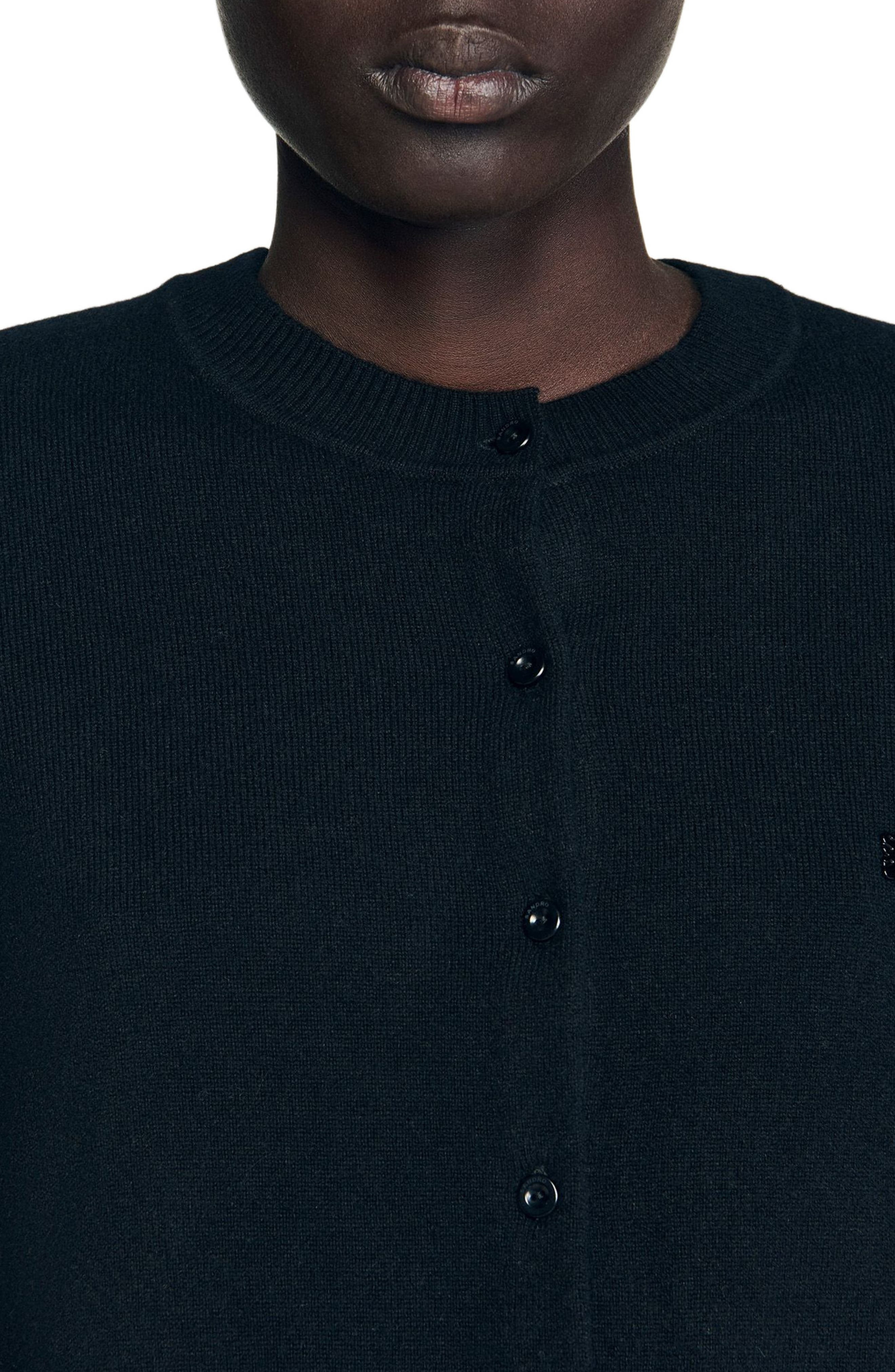 SANDRO Ruffled cardigan in Black at Nordstrom - 4
