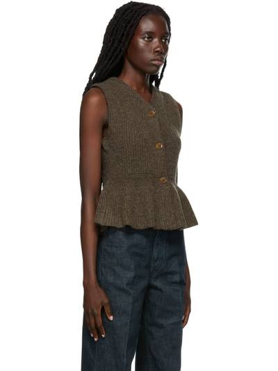 Lemaire Brown Wool Peplum Sleeveless Cardigan outlook