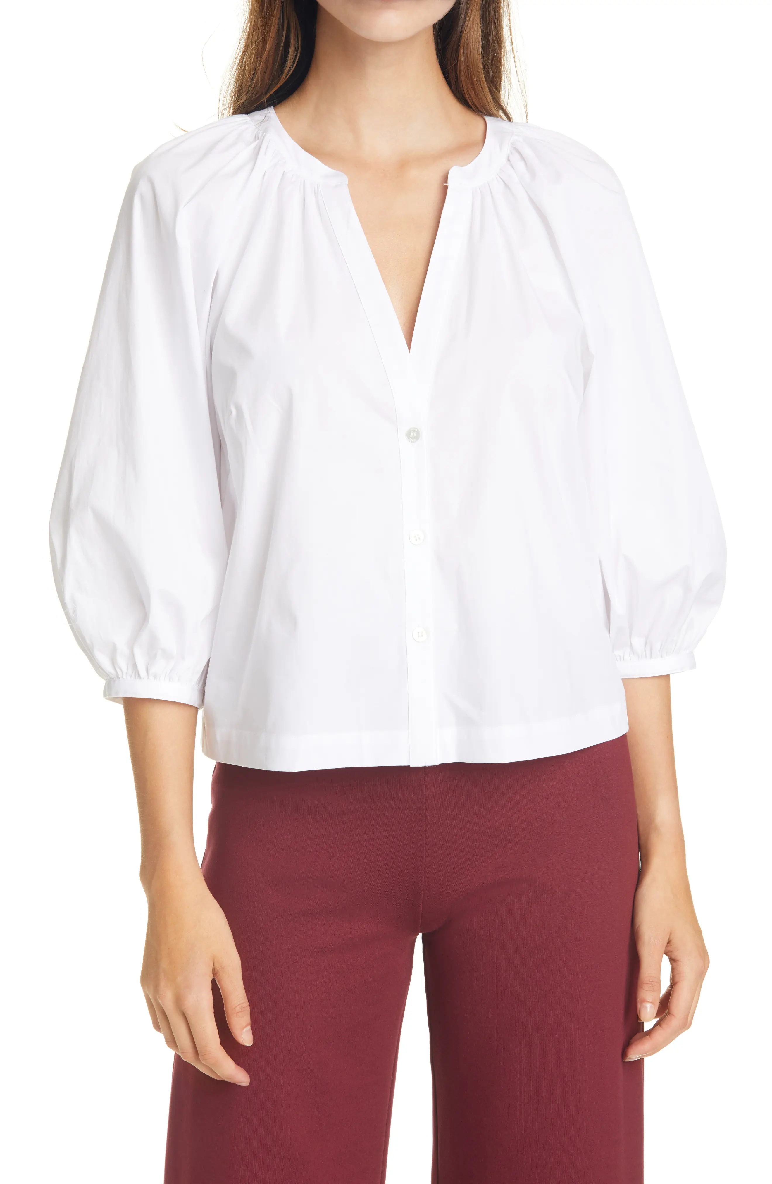 New Dill Stretch Cotton Button-Up Blouse - 1