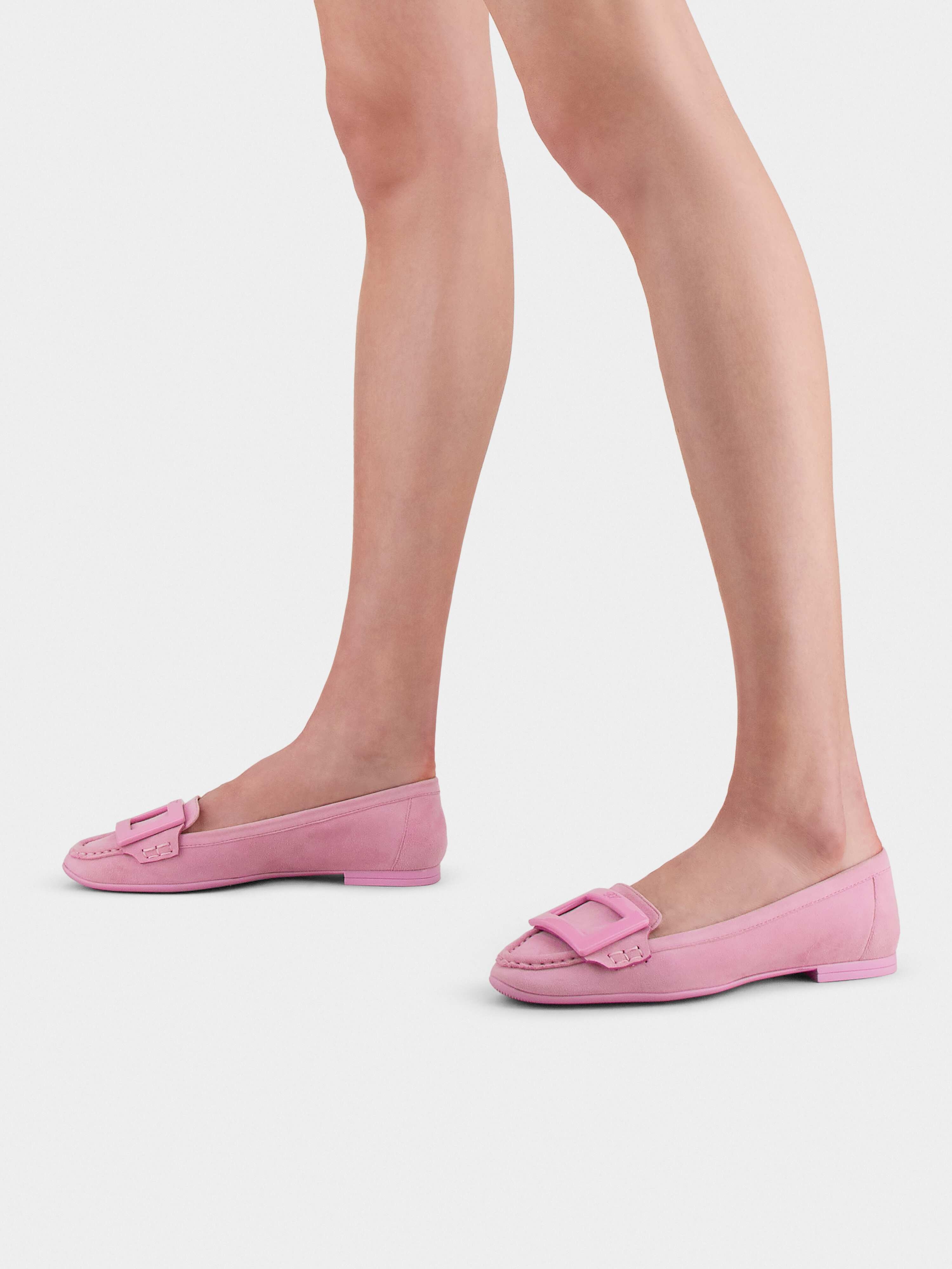 Lacquered Buckle Loafers  in Suede - 8