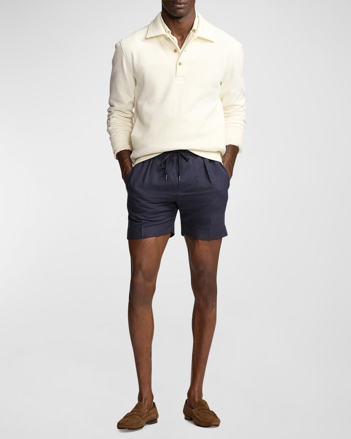 Men's Silk Linen Drawstring Shorts - 3