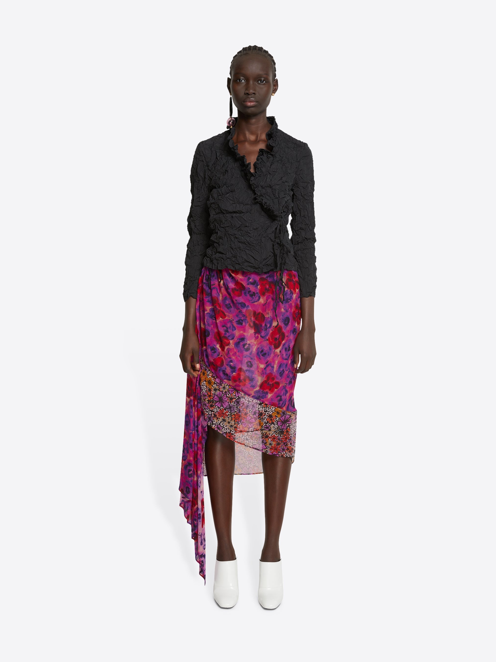 FLORAL DRAPED SKIRT - 2