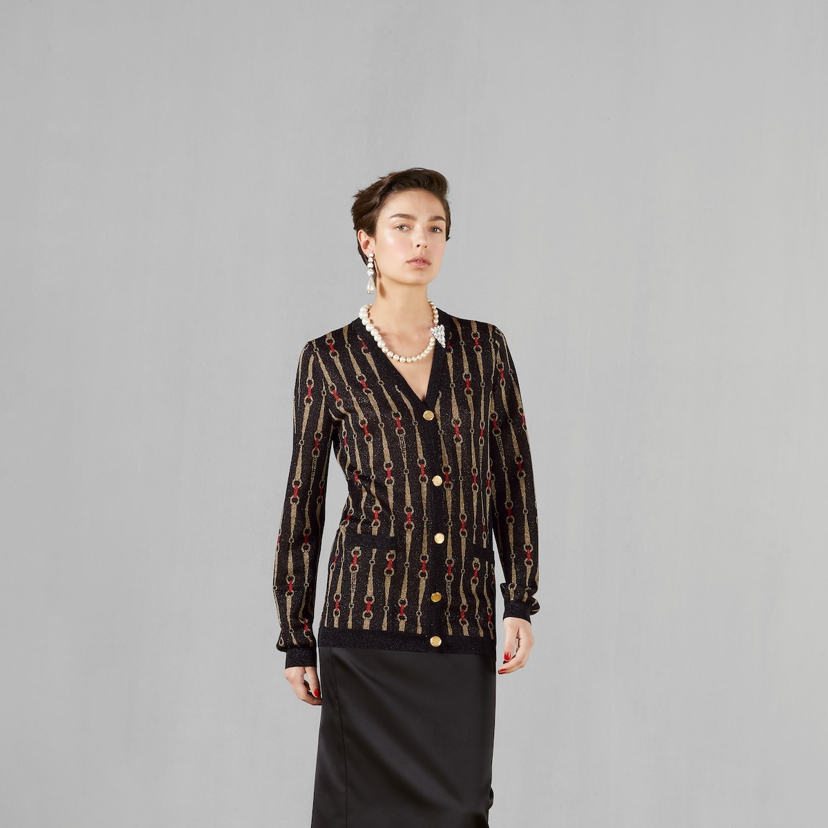 Lamé Horsebit jacquard cardigan - 5