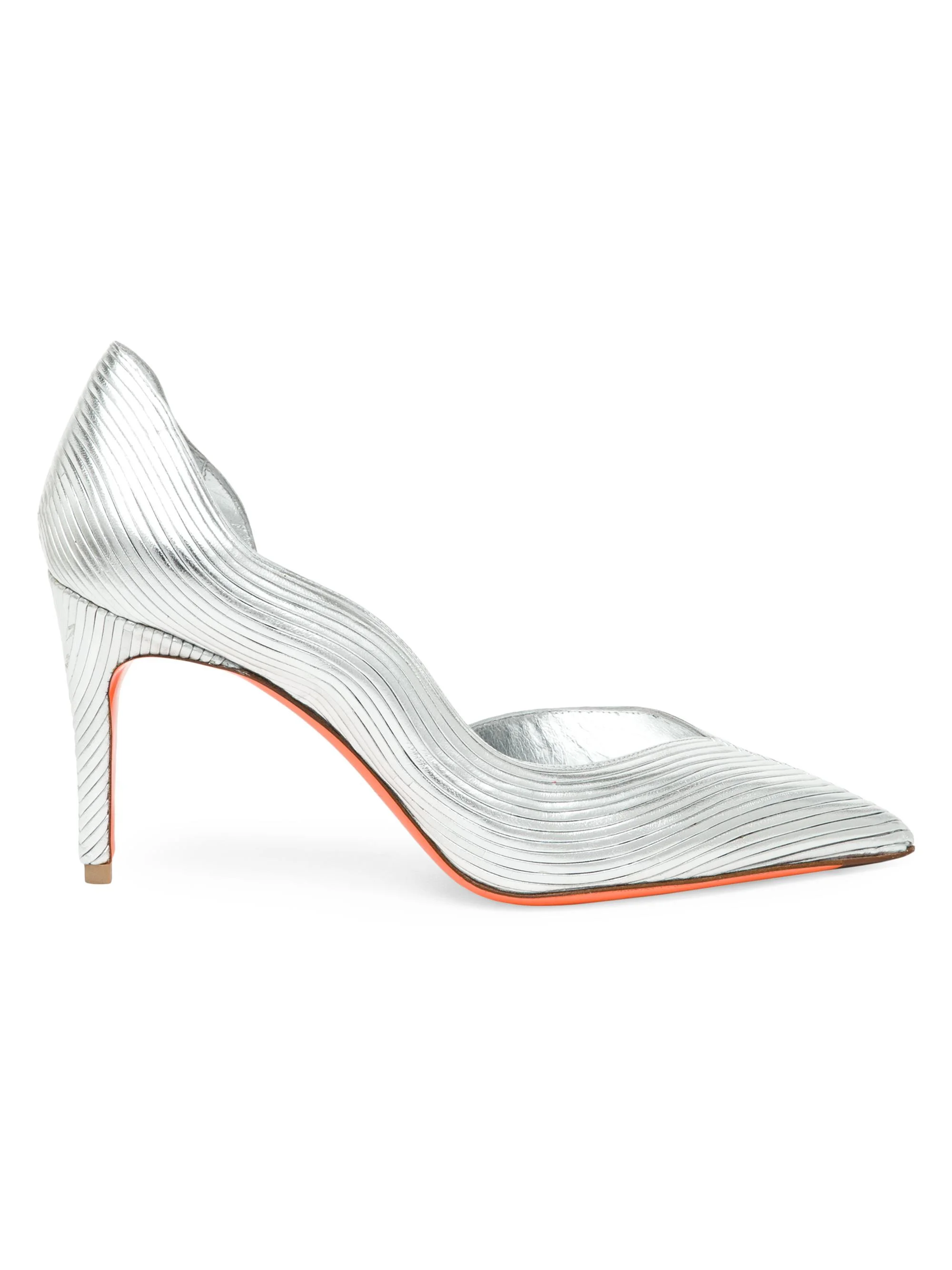 Women's Petal 90MM Metallic Leather Pumps - Silver - 1