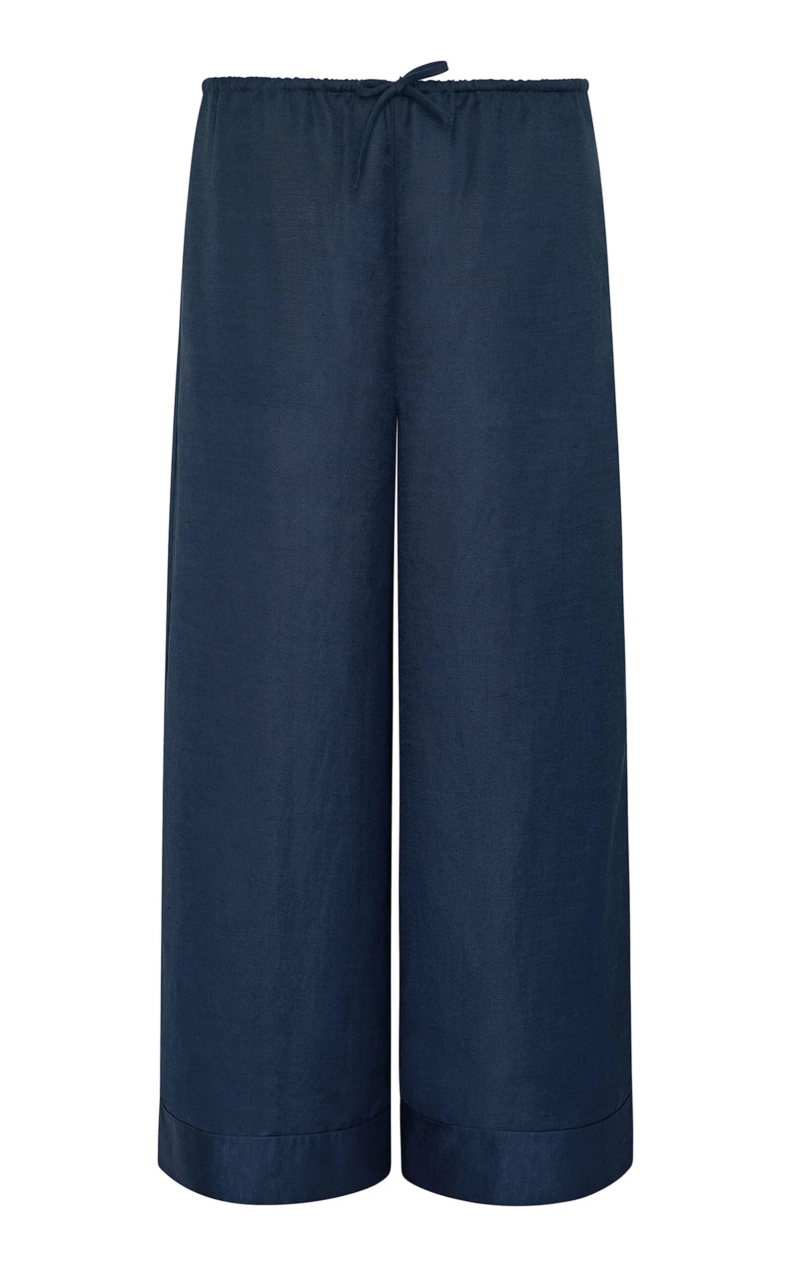 Air Linen Wide Leg Drawstring Pants blue - 1