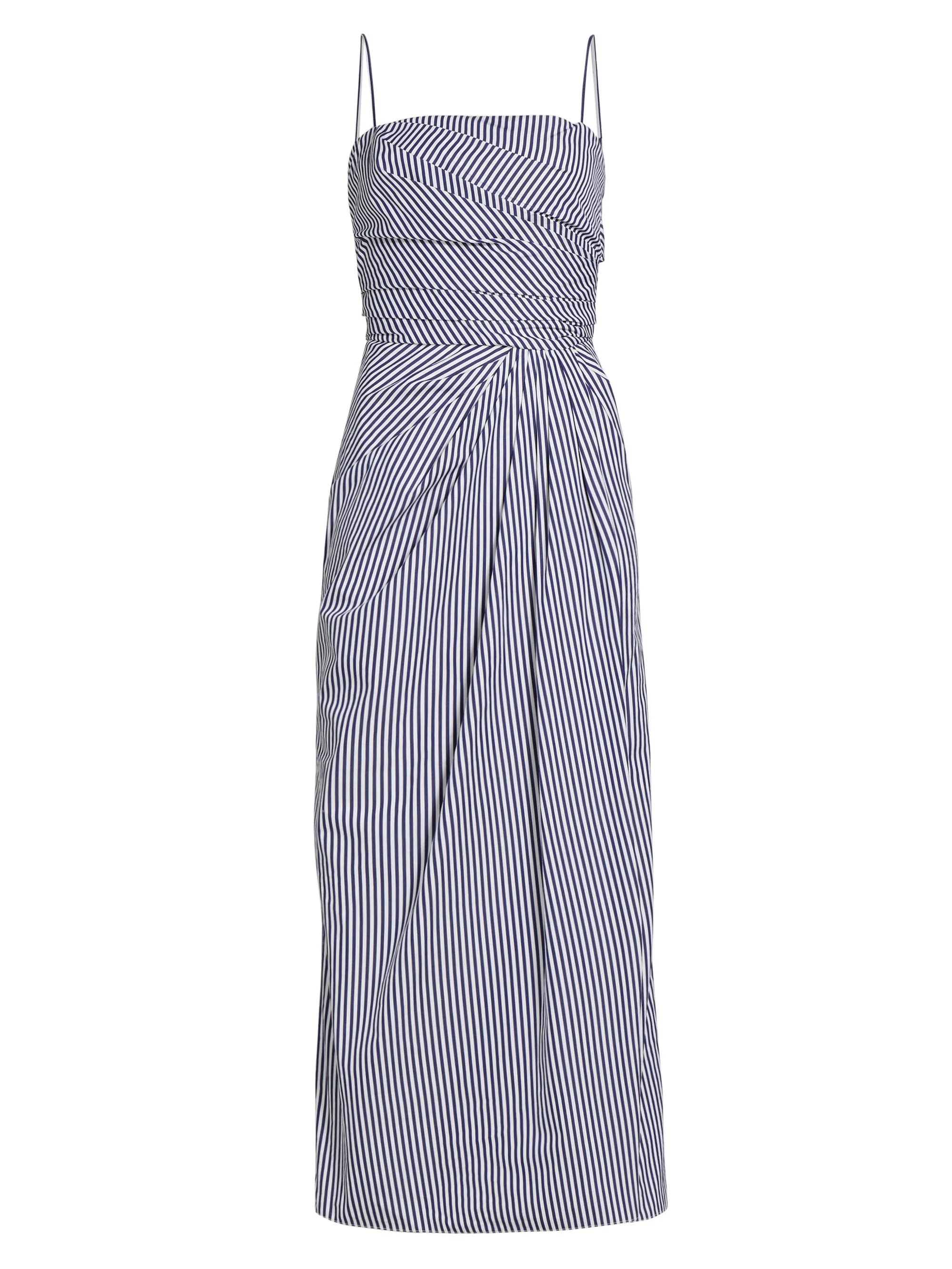 Women's Cari Stripe Poplin Midi-Dress - Navy White - 1