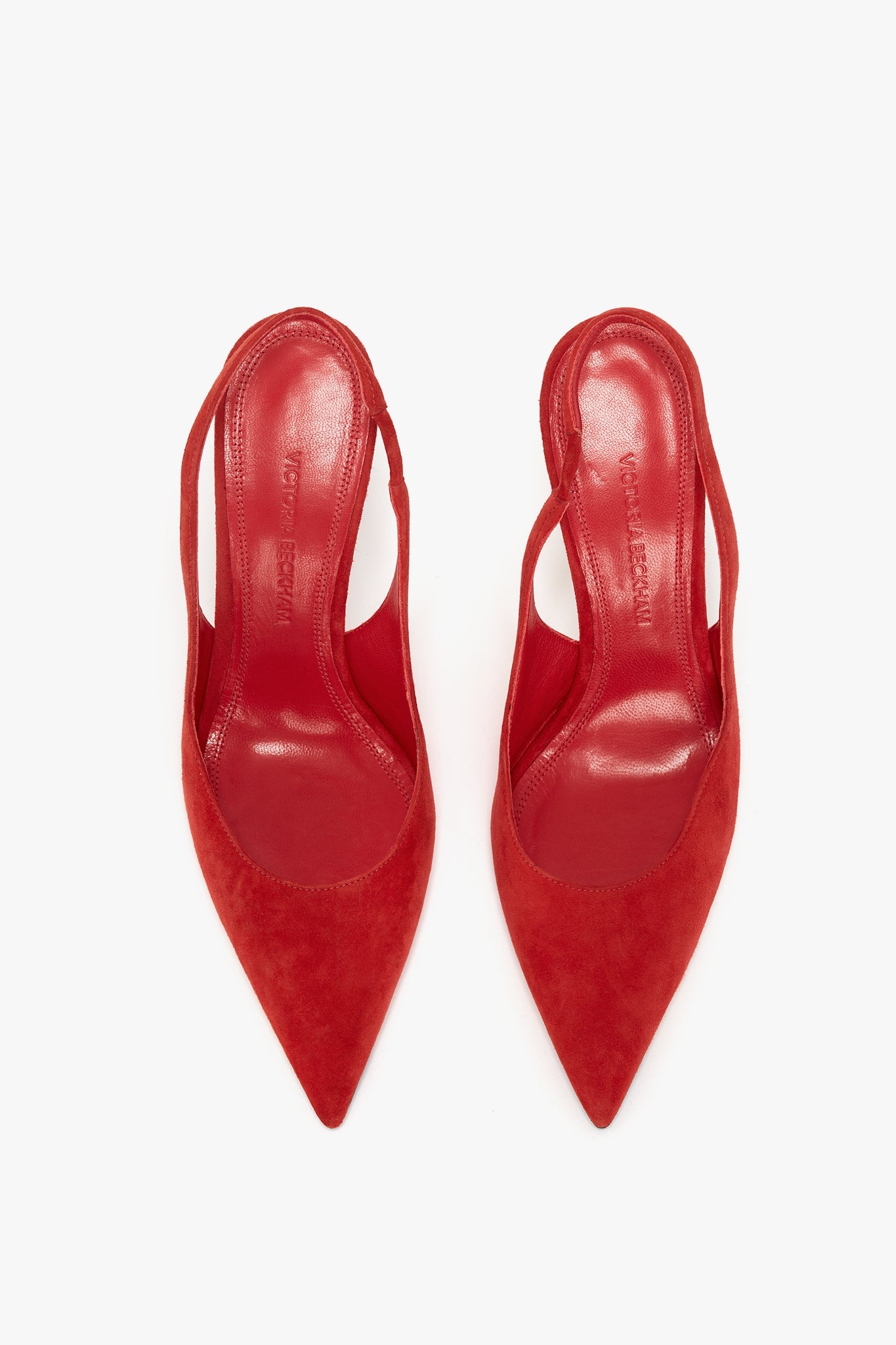 V Cut Slingback Pump in Orange Suede - 2