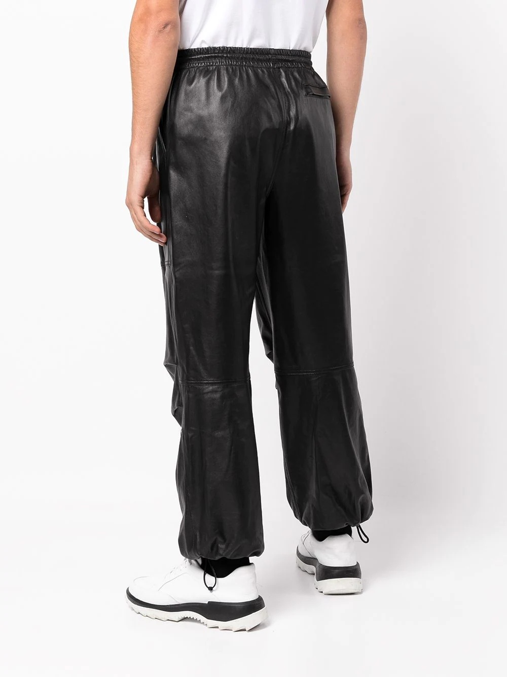 wide-leg lambskin track pants - 5