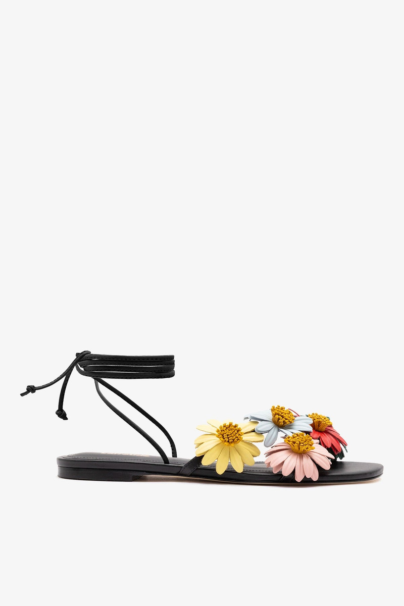 Fiore Flat Sandal Black Leather 1