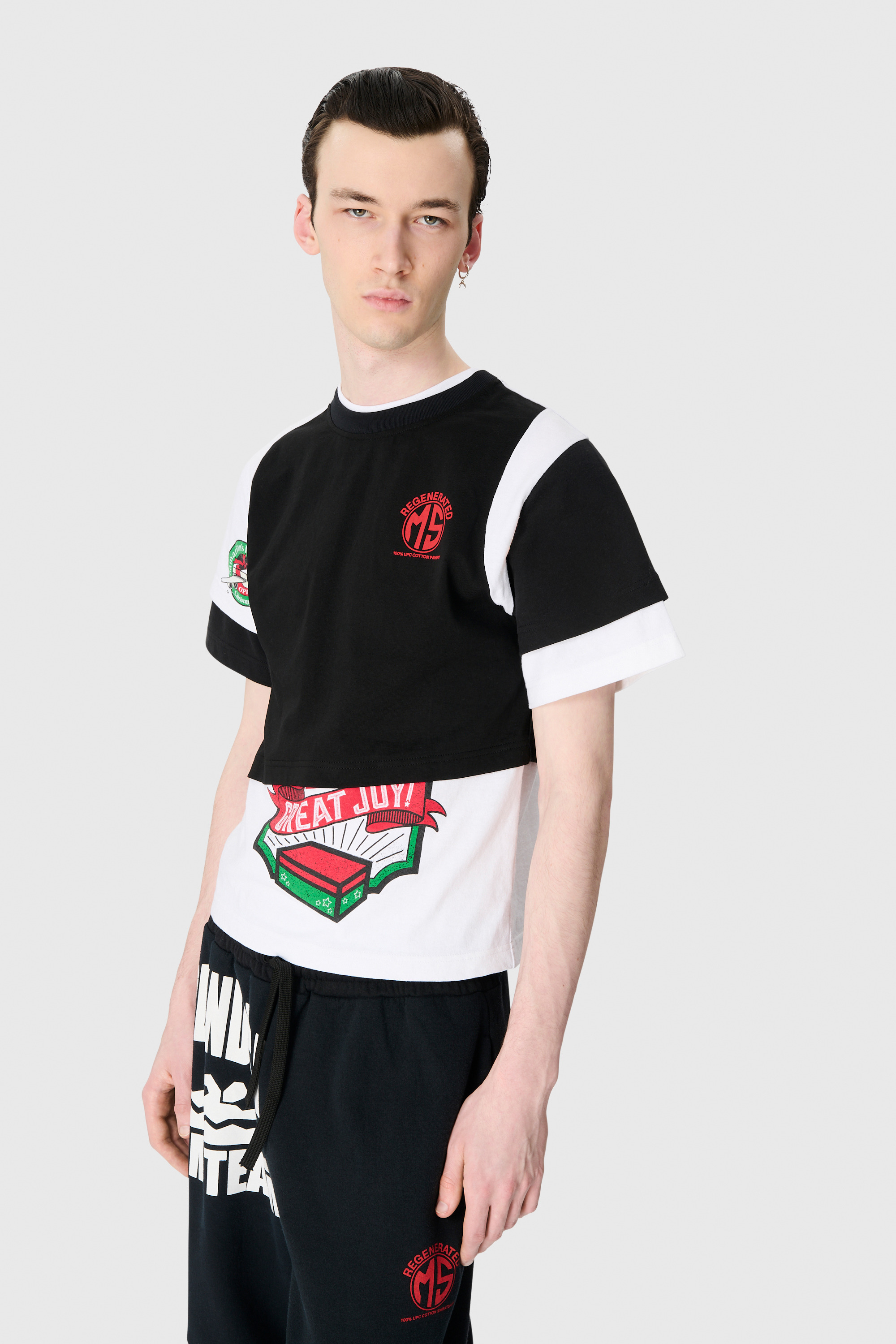 REGENERATED GRAPHIC JERSEY LAYERED T-SHIRT - 4